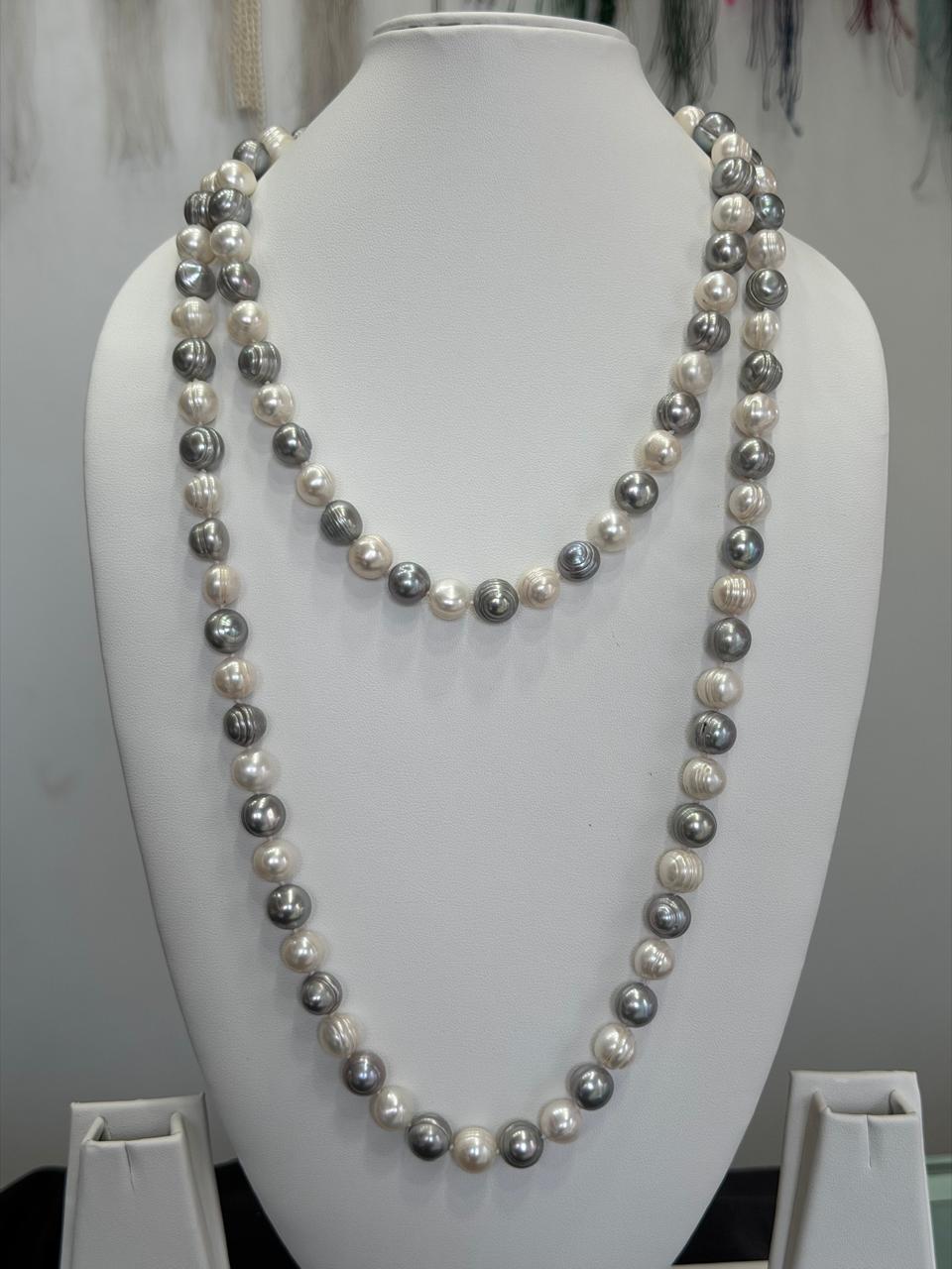Long Length 48 Inches Authentic Real Natural Fresh Water knotted Pearls Mala With Certificate(D.No NPS167)