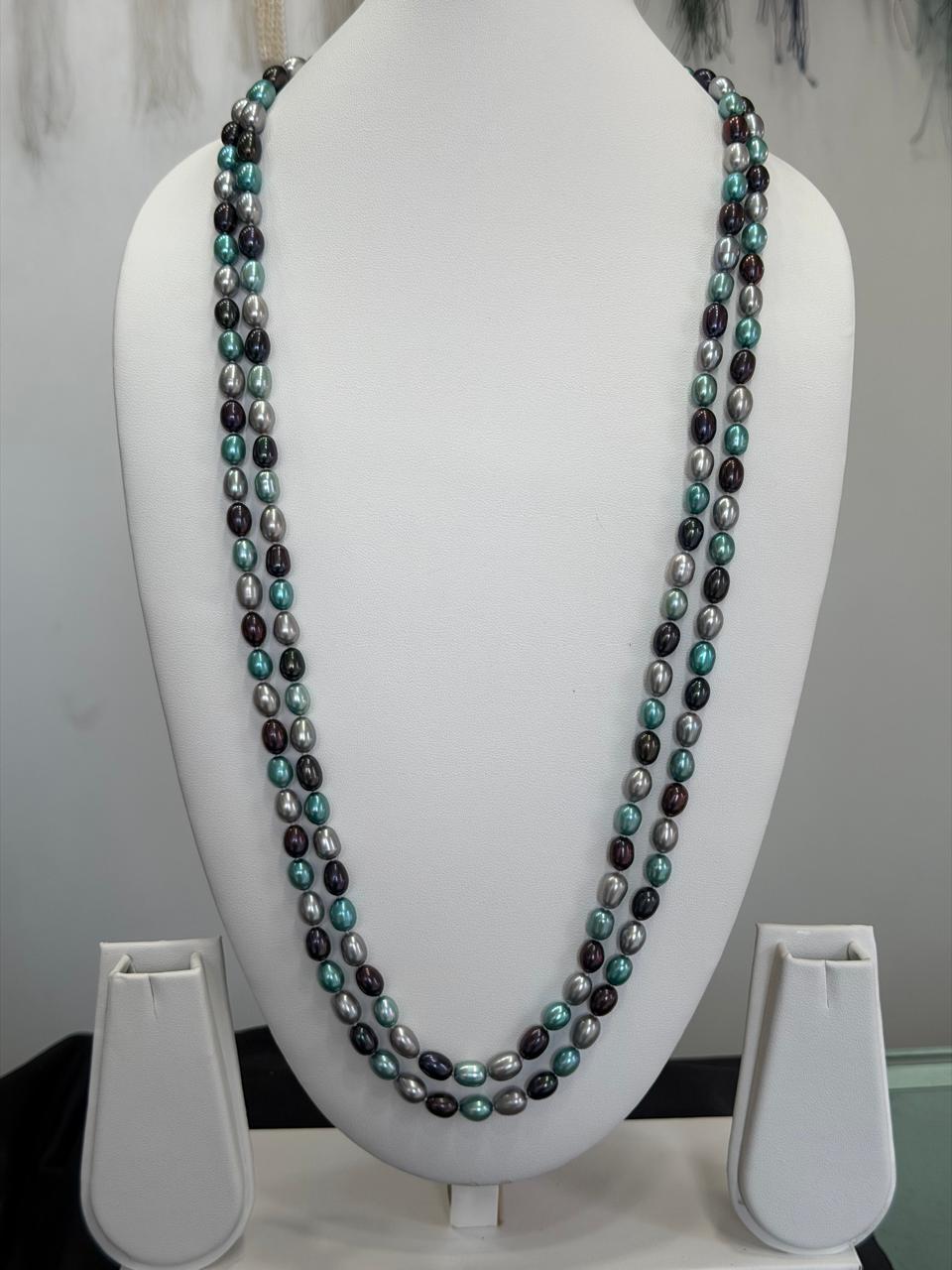 Long Length 62 Inches Authentic Real Natural Fresh Water knotted Pearls Mala With Certificate(D.No NPS168)