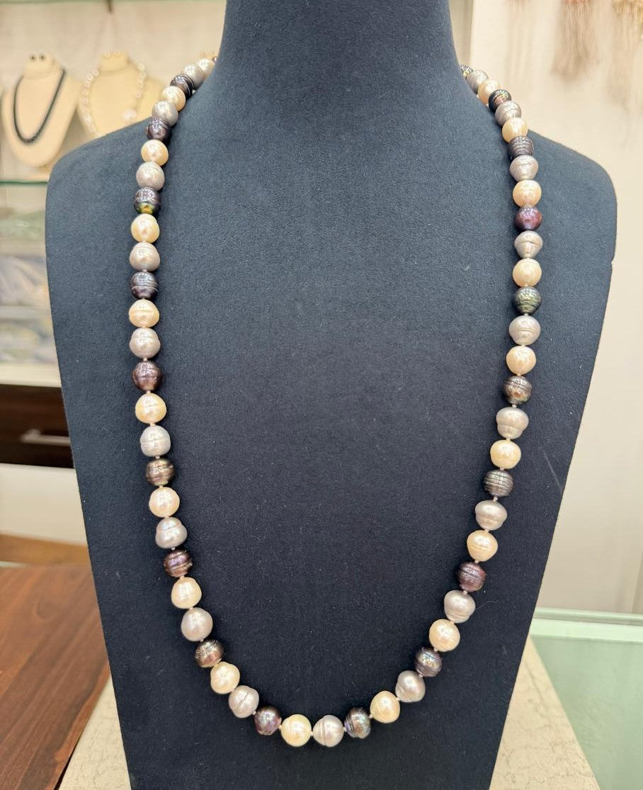 Long Length 30 Inches Authentic Real Natural Fresh Water knotted Pearls Mala With Certificate(D.No NPS177)