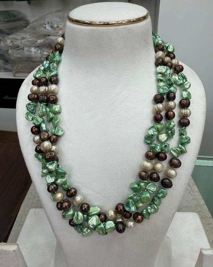 Exclusive Authentic Real Natural Fresh Water knotted Pearls Mala With Certificate(D.No NPS178)