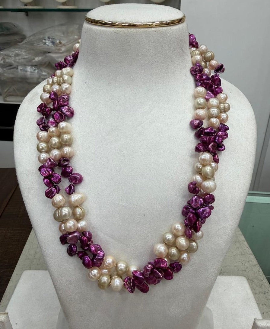 Exclusive Authentic Real Natural Fresh Water knotted Pearls Mala With Certificate(D.No NPS185)