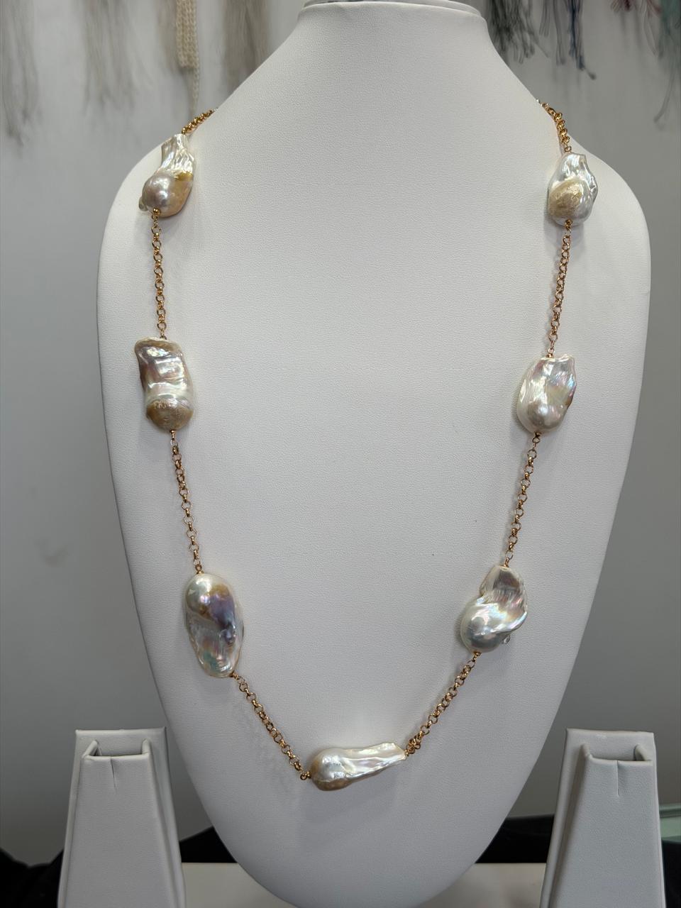 Long 28 Inches Authentic Real Natural Barook Fresh Water Pearls Mala With Certificate(D.No NPS187)