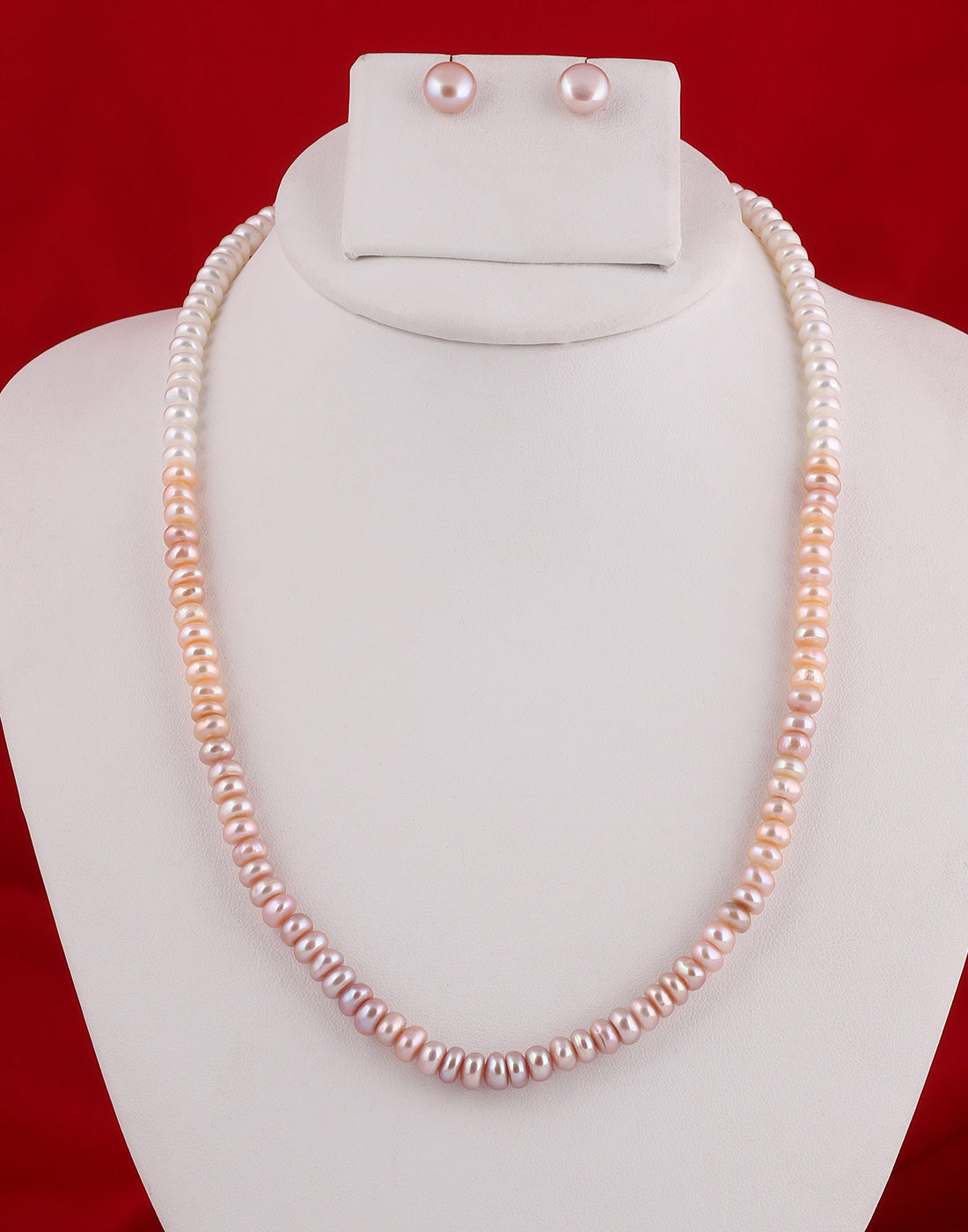 Real Natural Fresh Water Single Line Plain Shaded Pearls Mala Set 5 MM With Certificate(D.No NPS200)