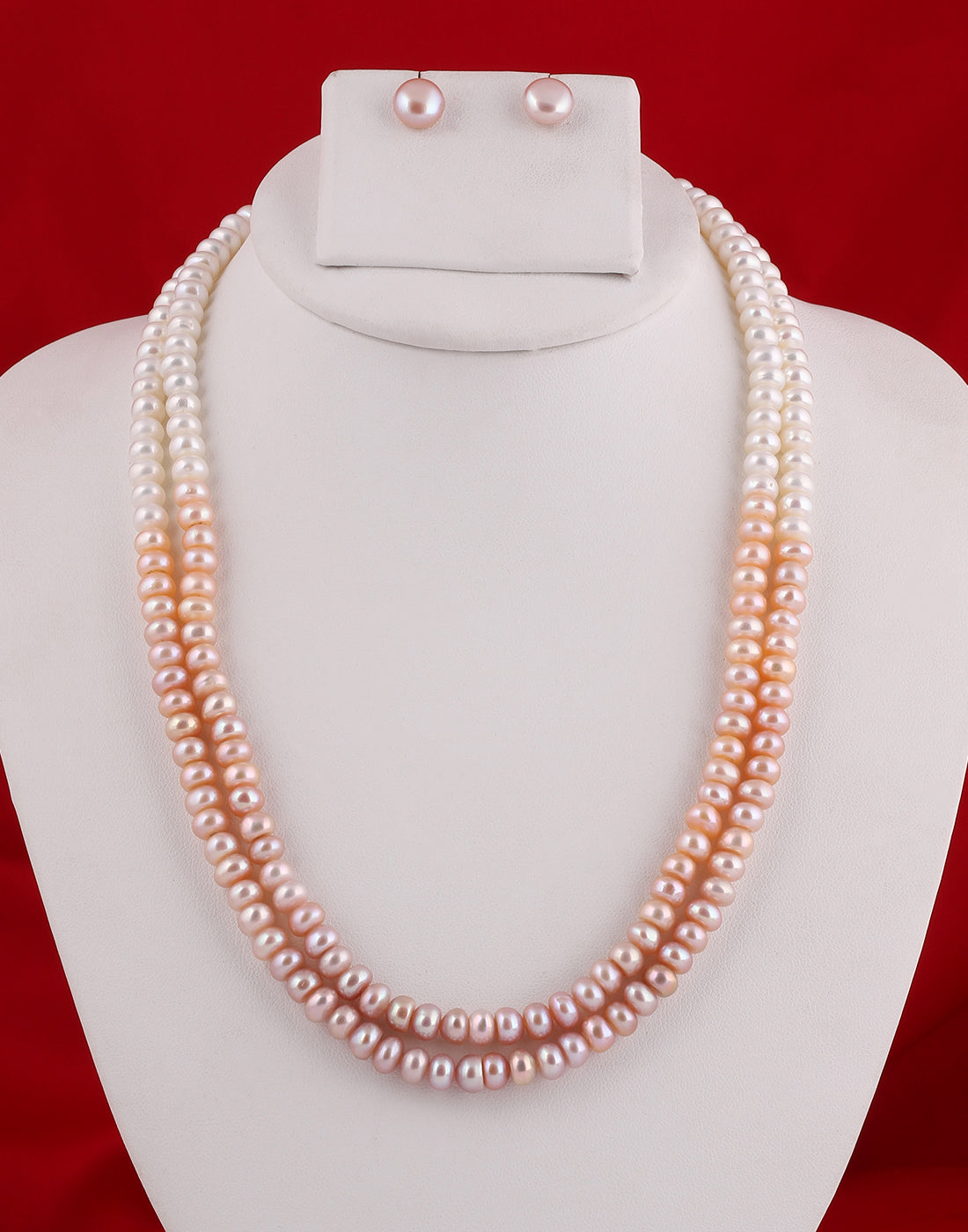Real Natural Fresh Water Double Line Plain Shaded Pearls Mala Set 5 MM With Certificate(D.No NPS201)
