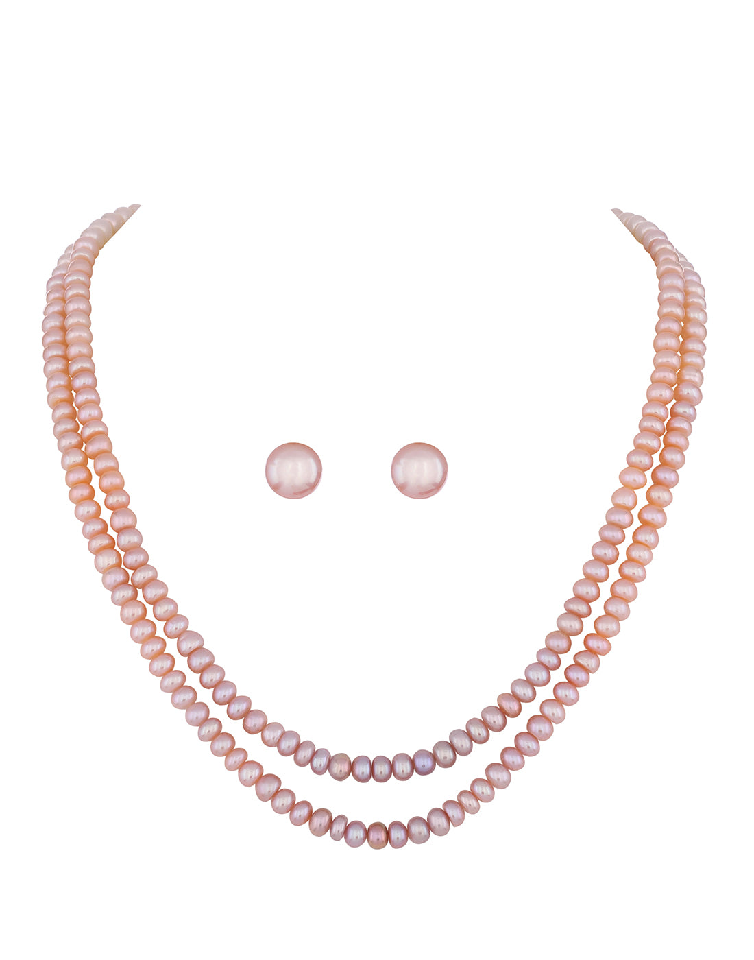 Real Natural Fresh Water Double Line Plain Shaded Pearls Mala Set 5 MM With Certificate(D.No NPS201)