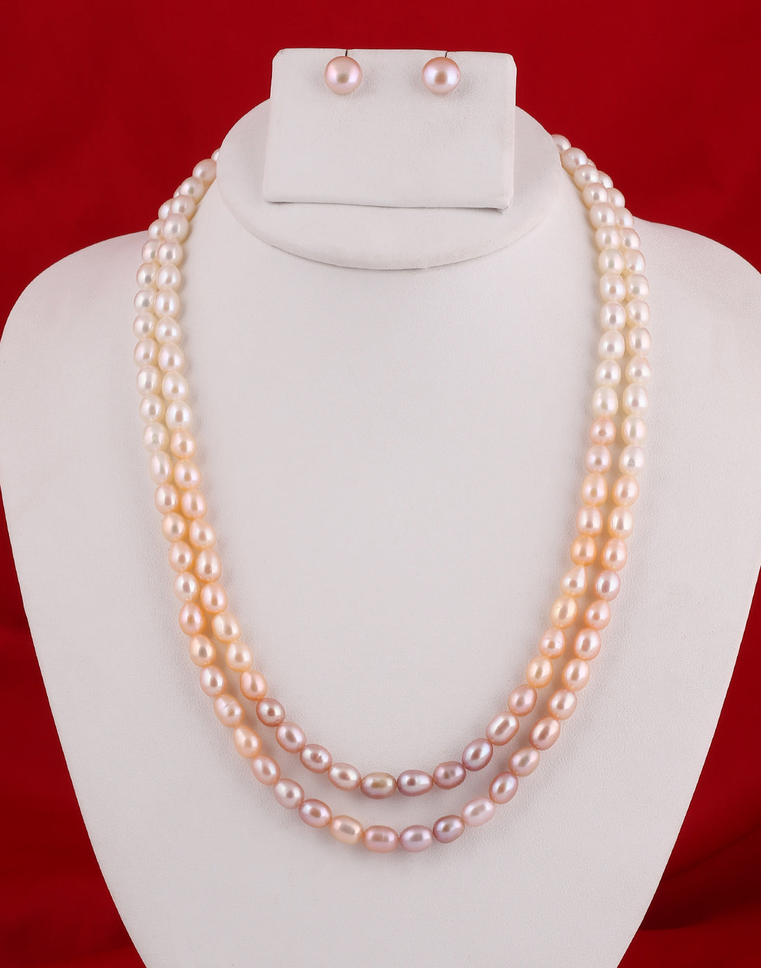 Real Natural Fresh Water Double Line Plain Shaded Pearls Mala Set 5 MM With Certificate(D.No NPS204)