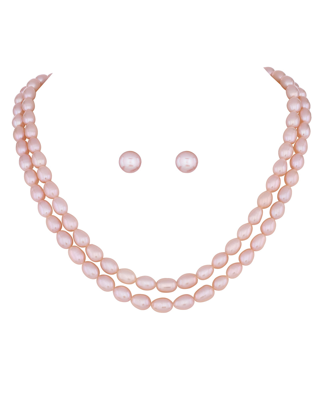 Real Natural Fresh Water Double Line Plain Pearls Mala Set 5 MM With Certificate(D.No NPS209)