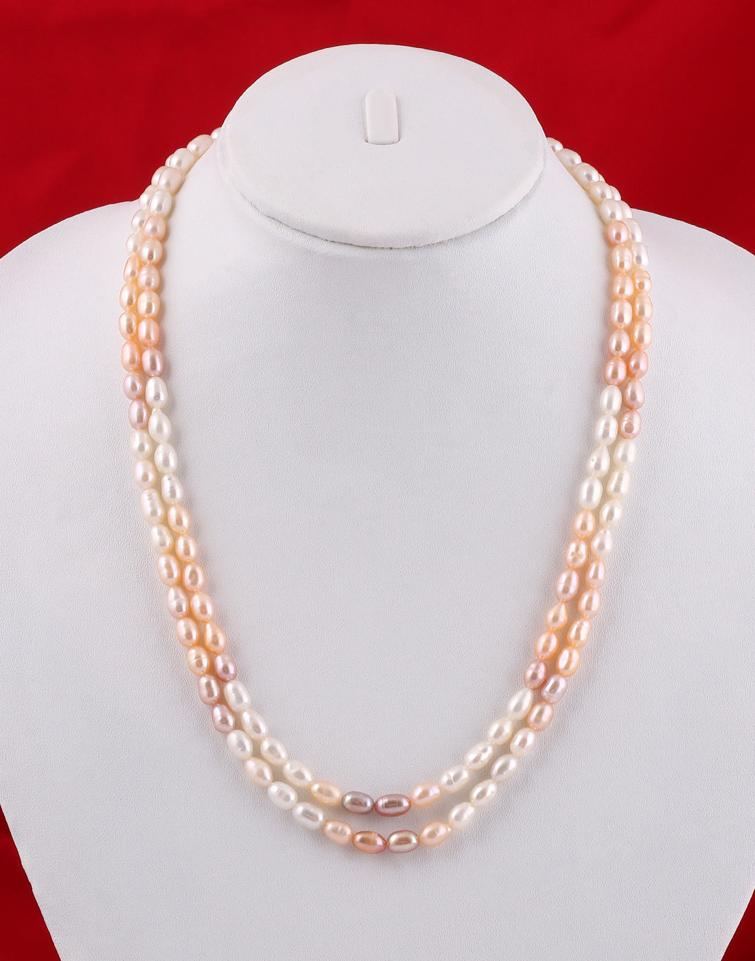 Real Natural Fresh Water Double Line Shaded Pearls Mala Set 4 To 5 MM With Certificate(D.No NPS211)