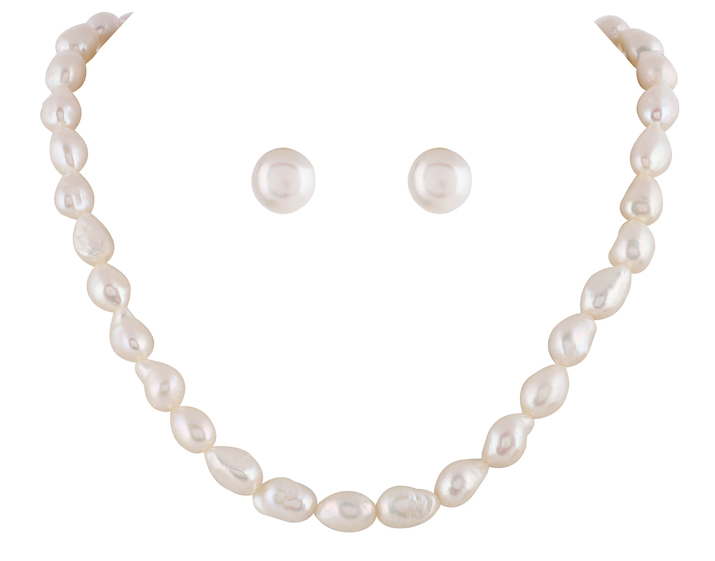 Real Natural Fresh Water Single Line Plain Barook Pearls Mala Set 8 MM With Certificate(D.No NPS226)
