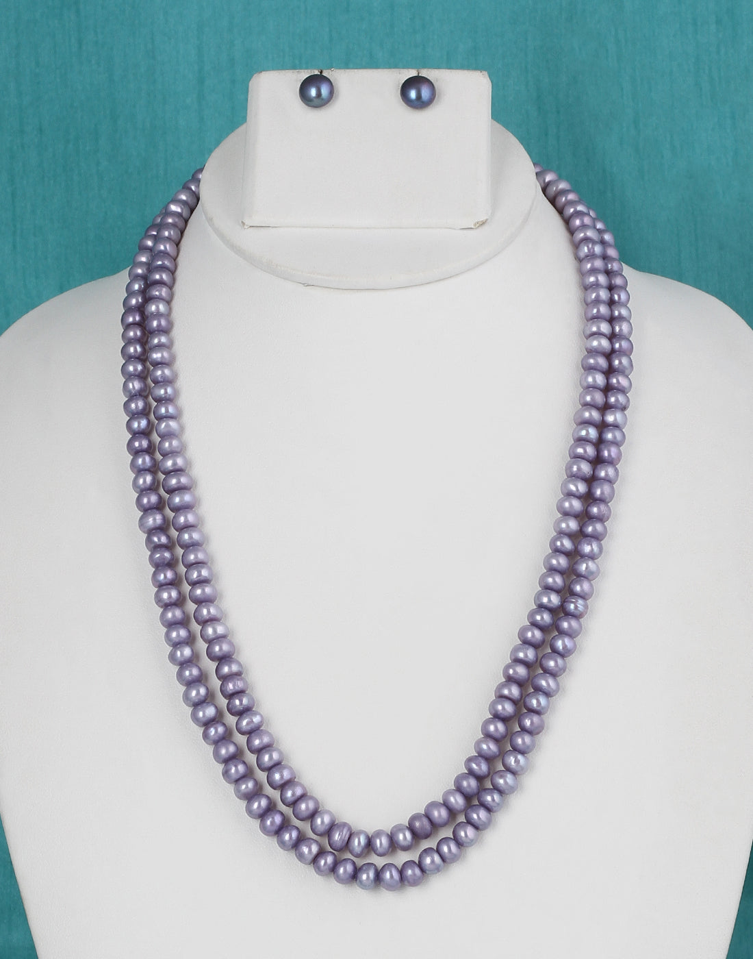 Real Natural Fresh Water Double Line Plain Purple Colour Pearls Mala Set 5 MM With Certificate(D.No NPS235)