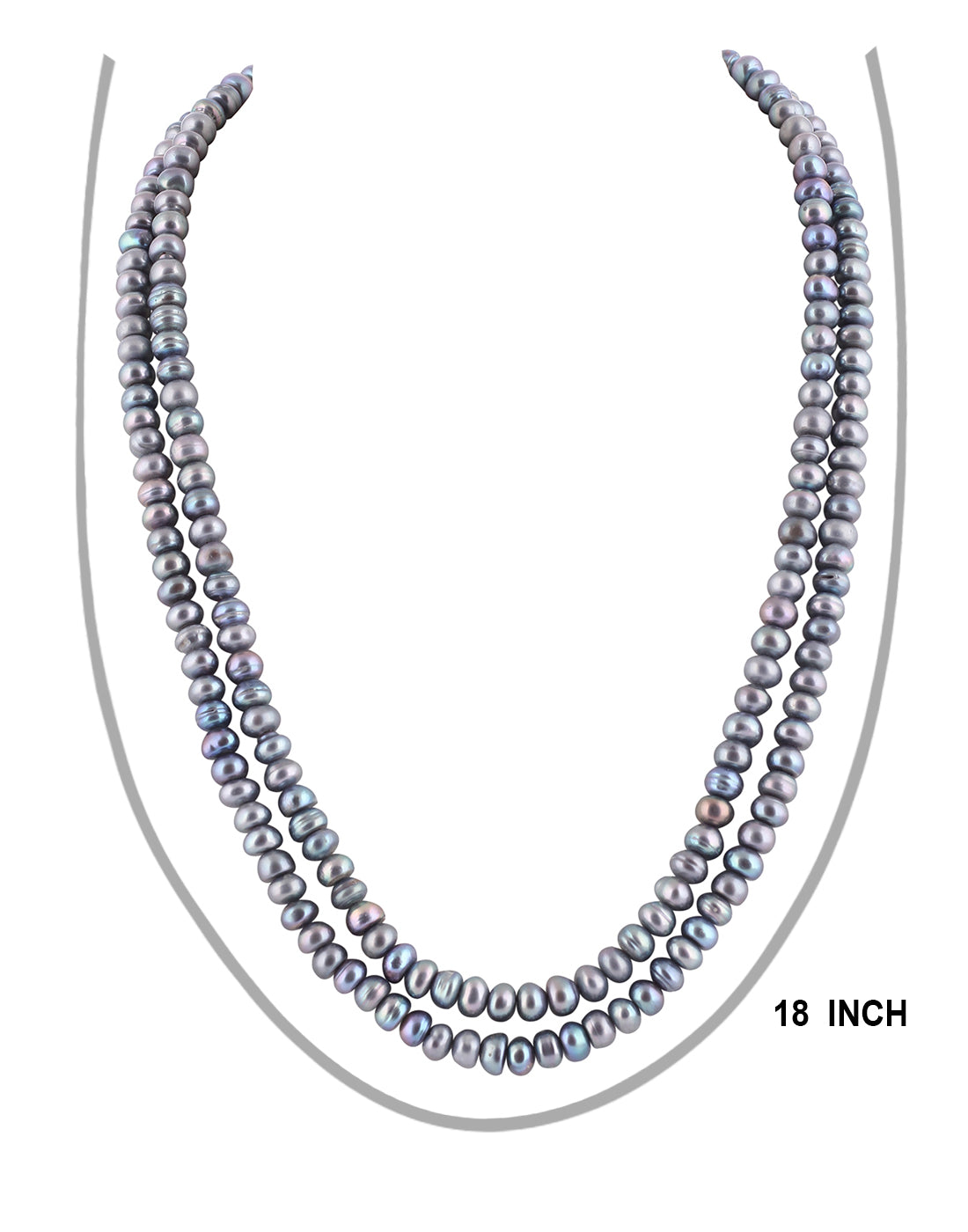 Real Natural Fresh Water Double Line Plain Grey peacock Shaded Colour Pearls Mala Set 5 MM With Certificate(D.No NPS242)