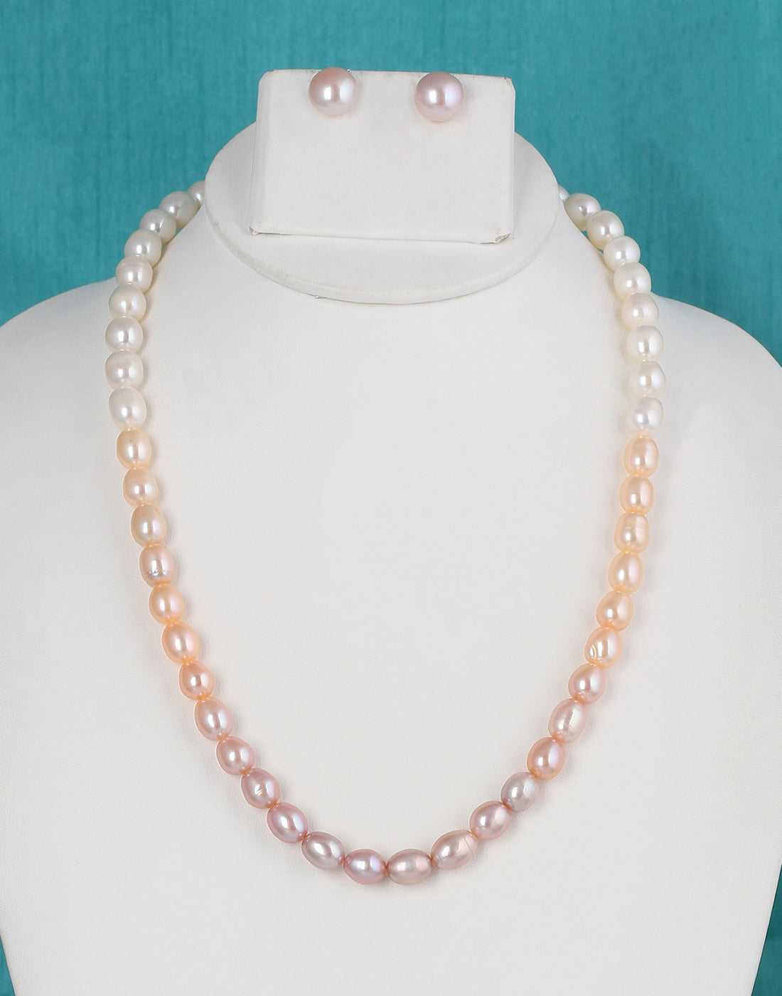 Real Natural Fresh Water Single Line Plain Shaded Pearls Mala Set 8 MM With Certificate(D.No NPS244)