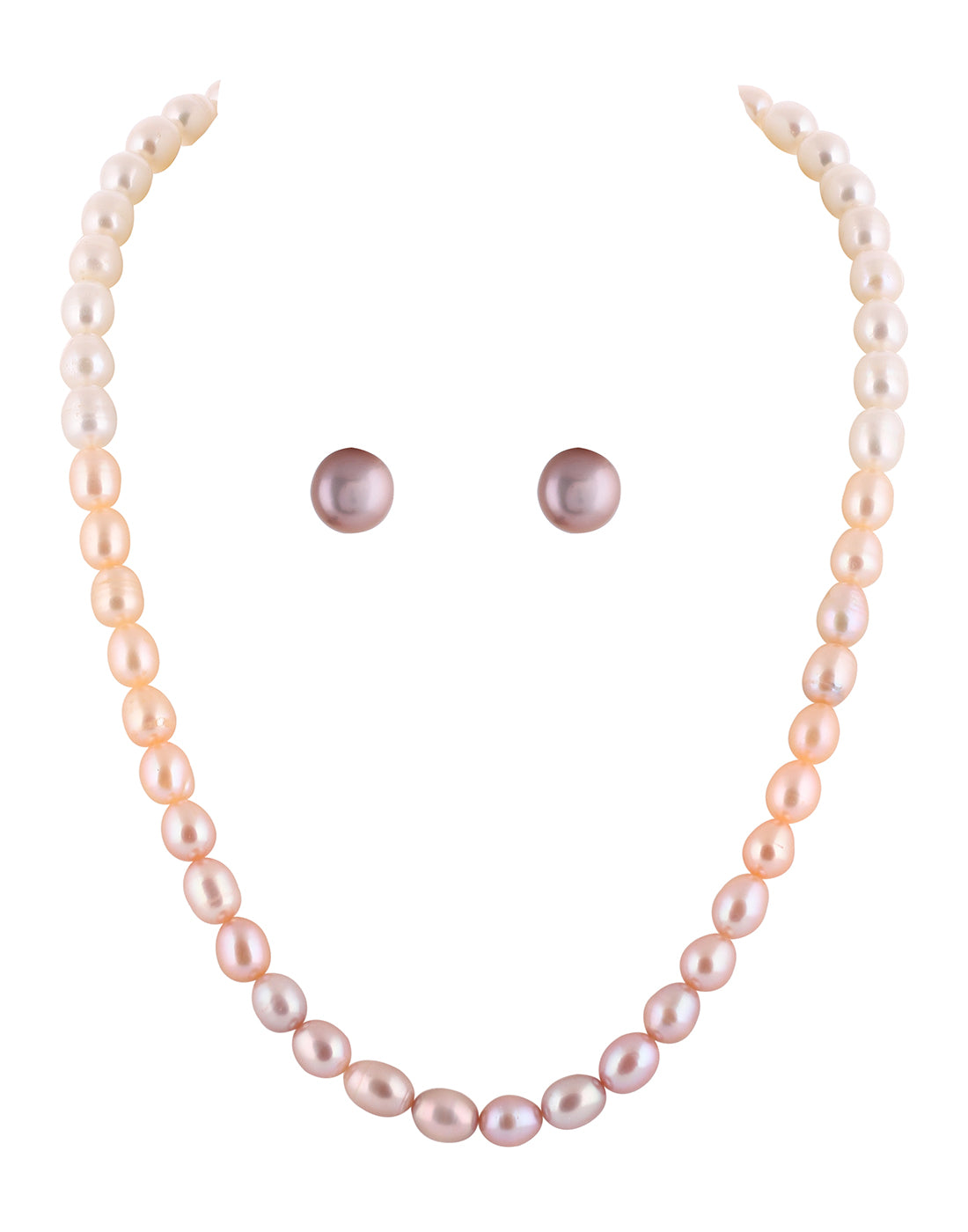 Real Natural Fresh Water Single Line Plain Shaded Pearls Mala Set 8 MM With Certificate(D.No NPS244)