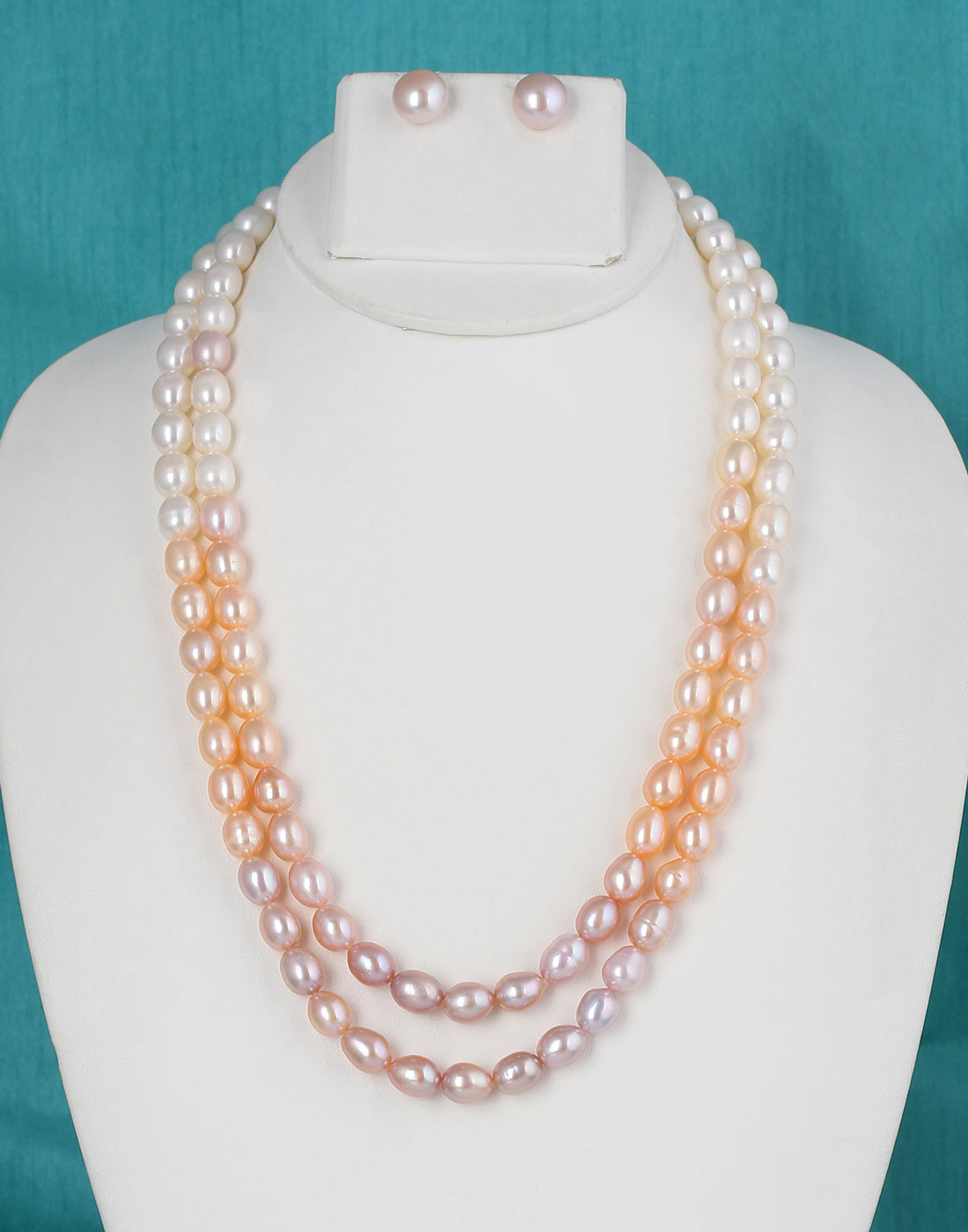 Real Natural Fresh Water Double Line Plain Shaded Pearls Mala Set 8 MM With Certificate(D.No NPS245)
