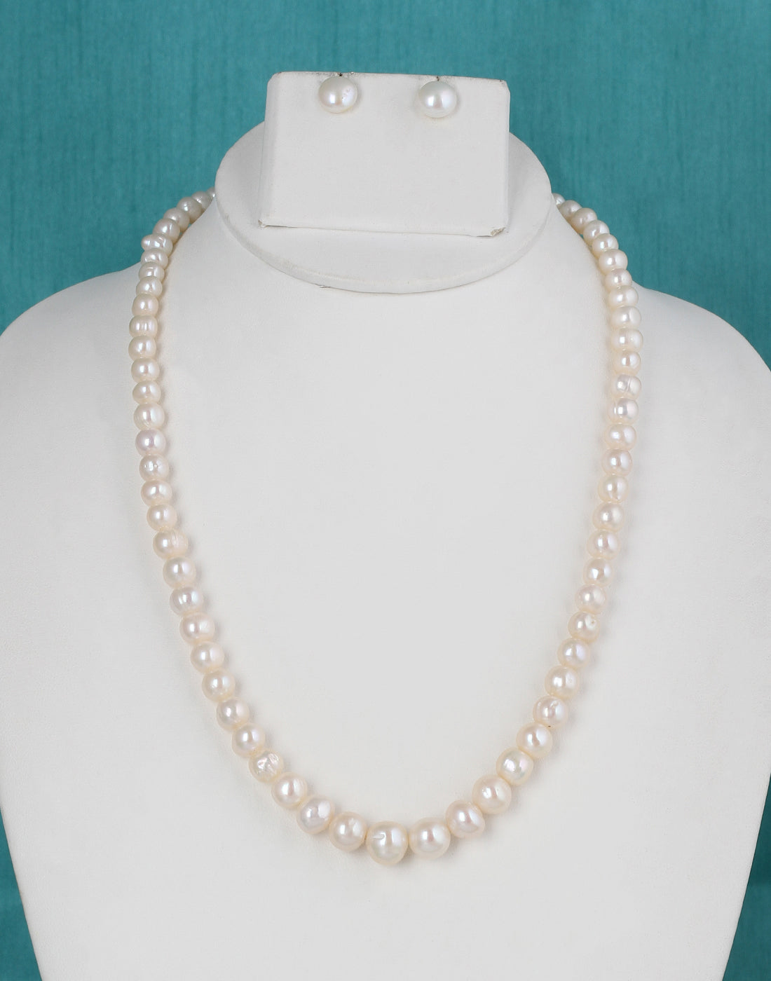 Real Natural Fresh Water Single Line Plain Pearl 4 To 9 MM Graduation Mala Set With Certificate(D.No NPS246)