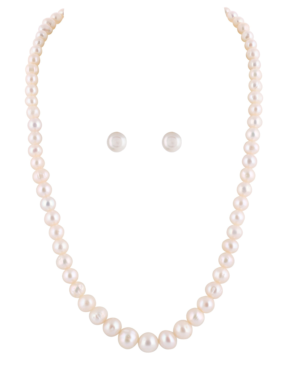 Real Natural Fresh Water Single Line Plain Pearl 4 To 9 MM Graduation Mala Set With Certificate(D.No NPS246)