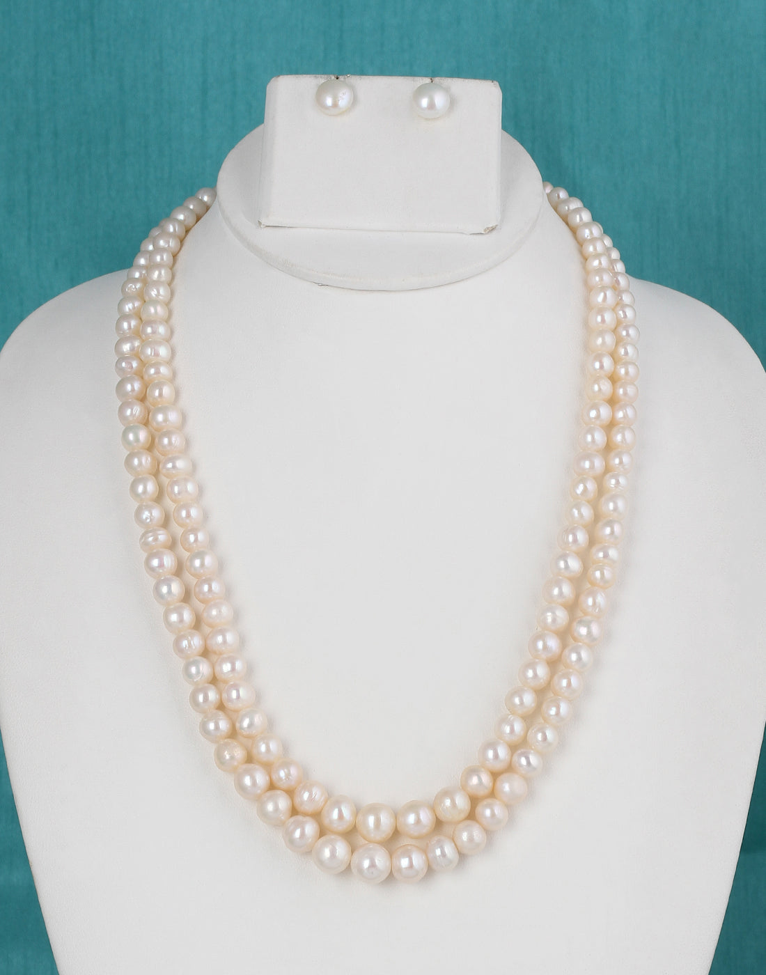 Real Natural Fresh Water Double Line Plain Pearl 4 To 9 MM Graduation Mala Set With Certificate(D.No NPS247)