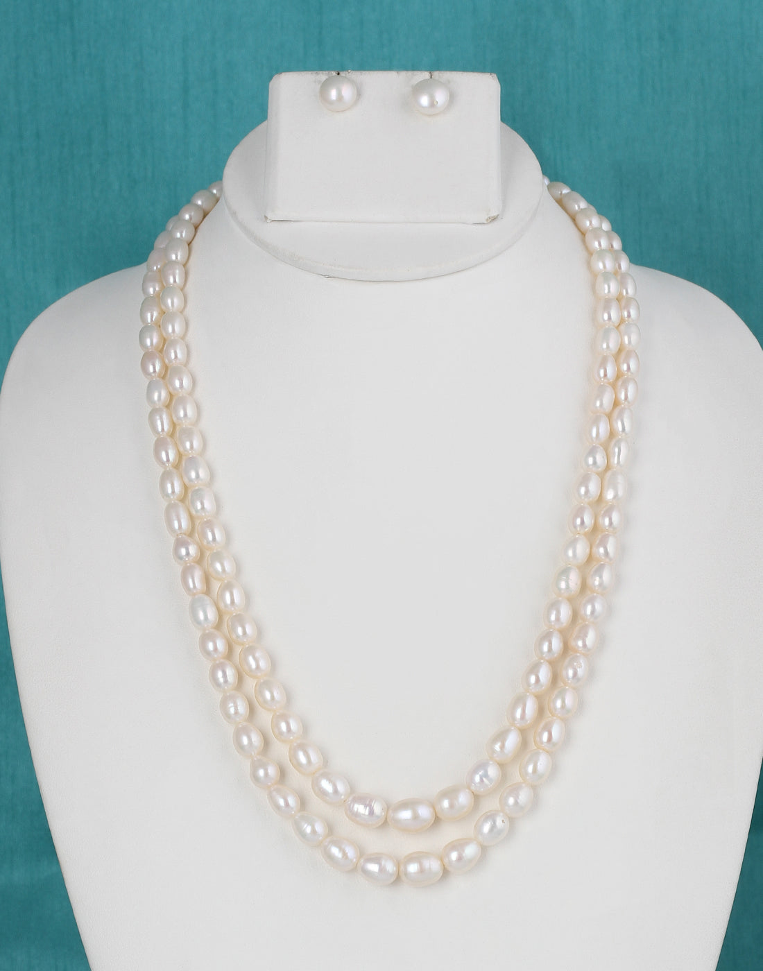 Real Natural Fresh Water Double Line Plain Pearl 4 To 9 MM Graduation Mala Set With Certificate(D.No NPS252)