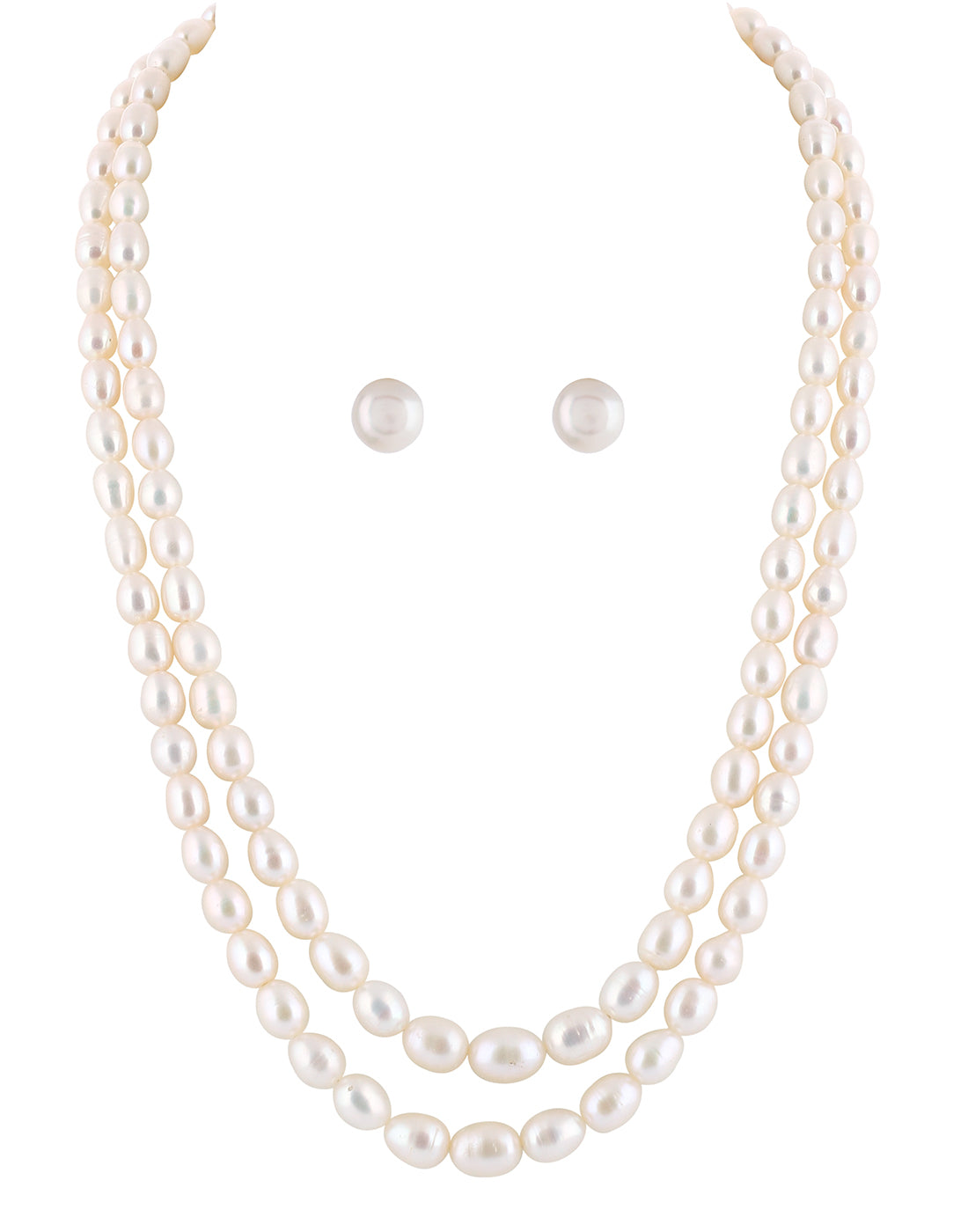 Real Natural Fresh Water Double Line Plain Pearl 4 To 9 MM Graduation Mala Set With Certificate(D.No NPS252)