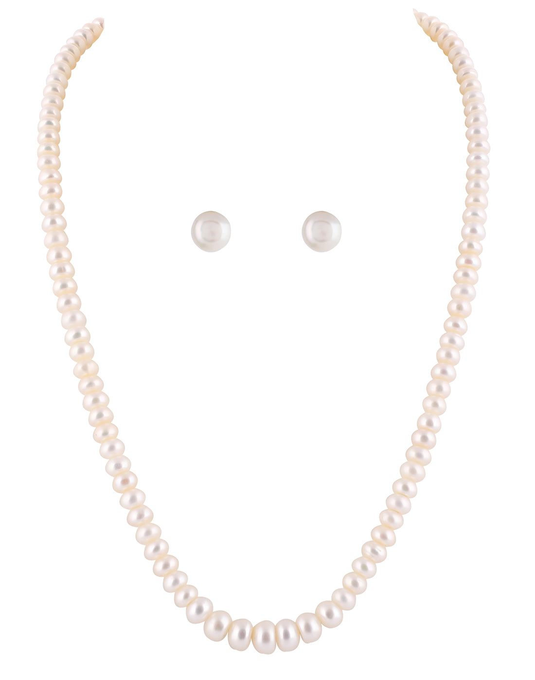 Premium Quality Real Natural Fresh Water Single Line Plain Pearl 4 To 8 MM Graduation Mala Set With Certificate(D.No NPS254)