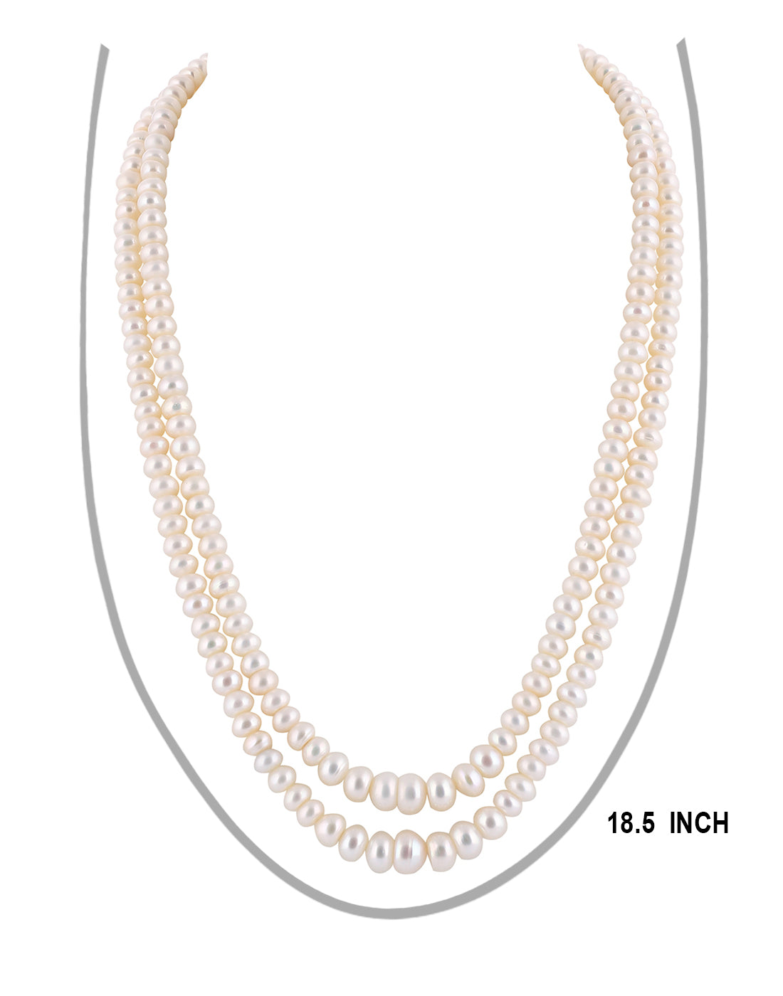 Premium Quality Real Natural Fresh Water Double Line Plain Pearl 4 To 8 MM Graduation Mala Set With Certificate(D.No NPS255)