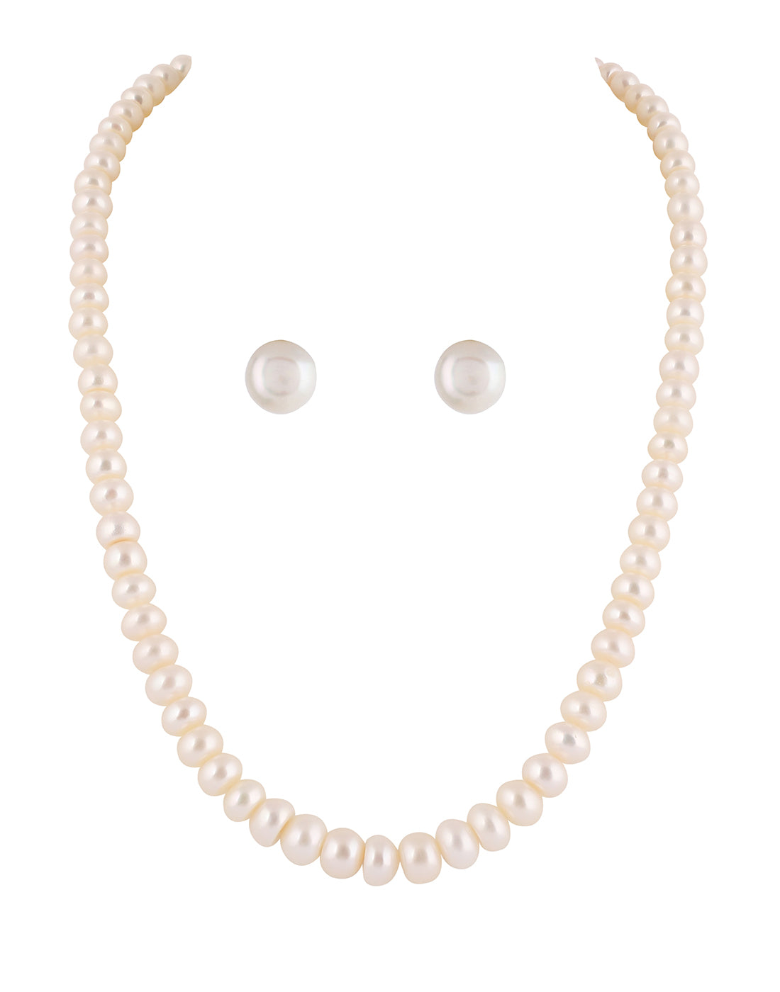 Real Natural Fresh Water Single Line Plain Pearl 5 To 12 MM Graduation Mala Set With Certificate(D.No NPS259)