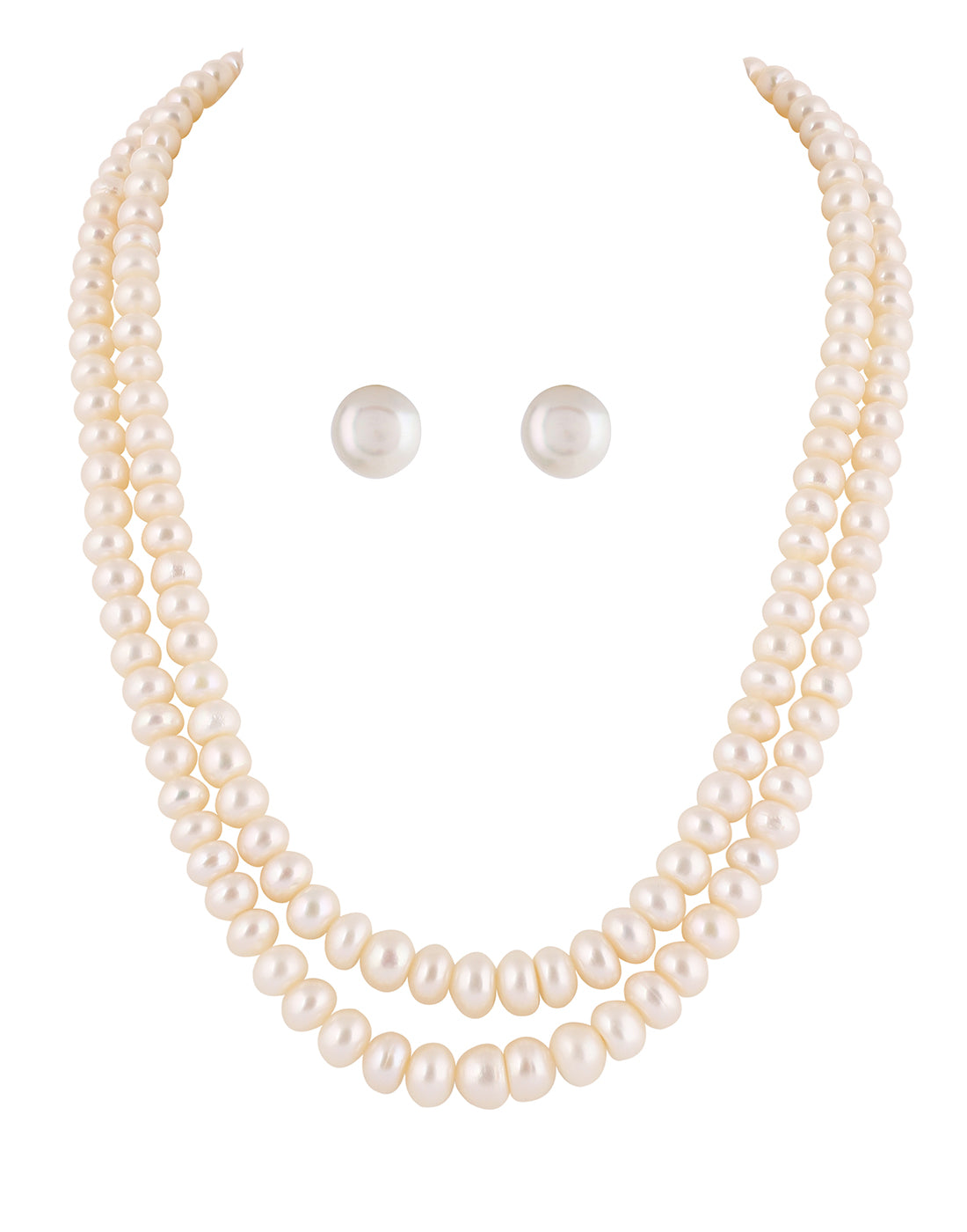 Real Natural Fresh Water Double Line Plain Pearl 5 To 12 MM Graduation Mala Set With Certificate(D.No NPS260)