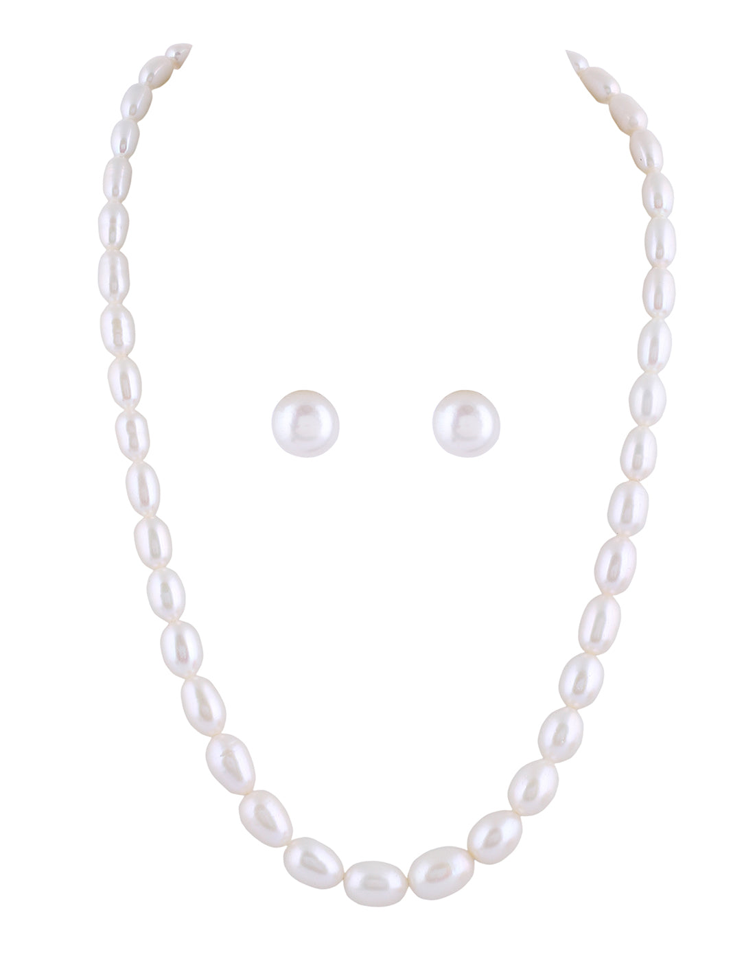 Real Natural Fresh Water Single Line Plain Pearl 5 To 12 MM Graduation Mala Set With Certificate(D.No NPS262)