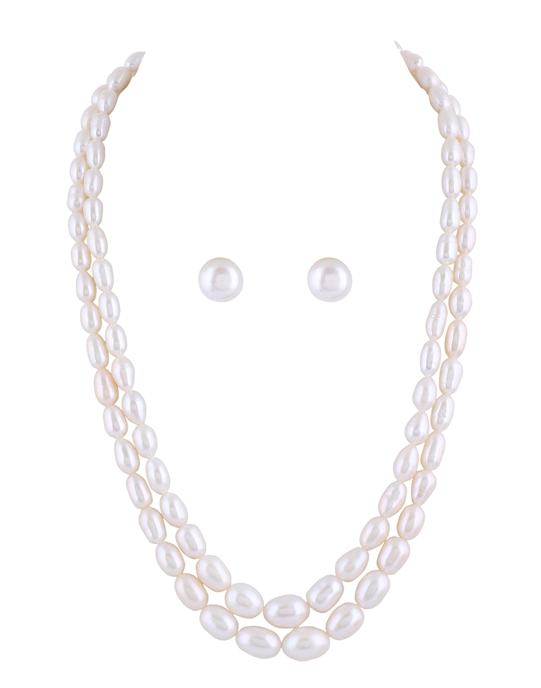 Real Natural Fresh Water Double Line Plain Pearl 5 To 12 MM Graduation Mala Set With Certificate(D.No NPS263)