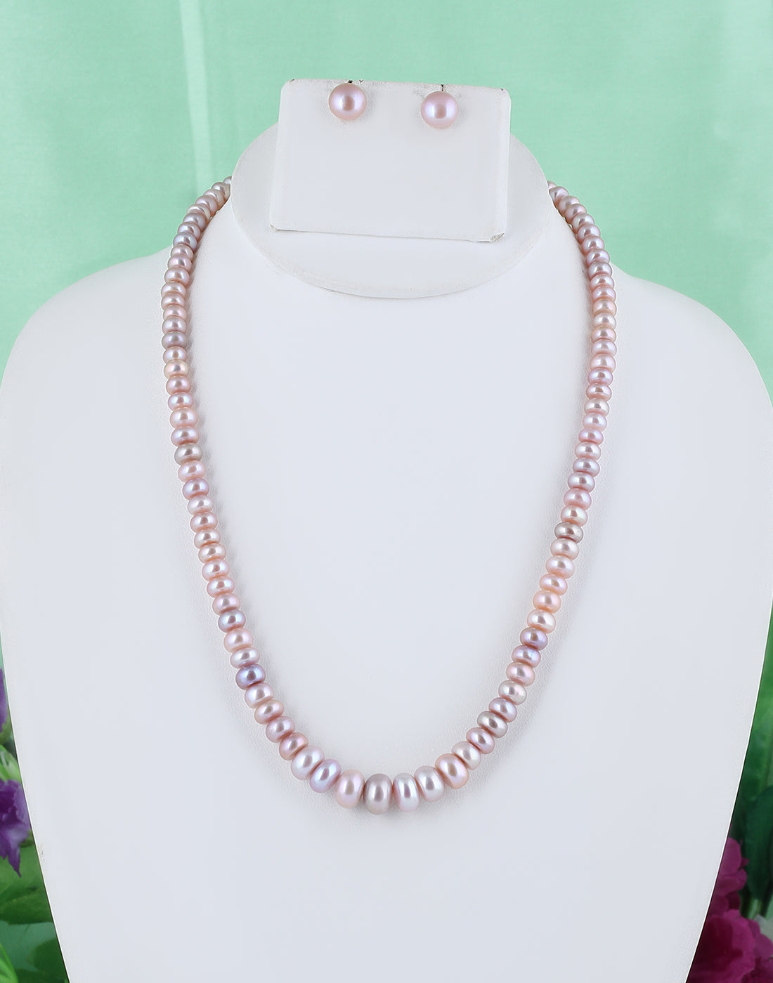 Real Natural Fresh Water Single Line Plain Pearl 5 To 12 MM Graduation Mala Set With Certificate(D.No NPS268)