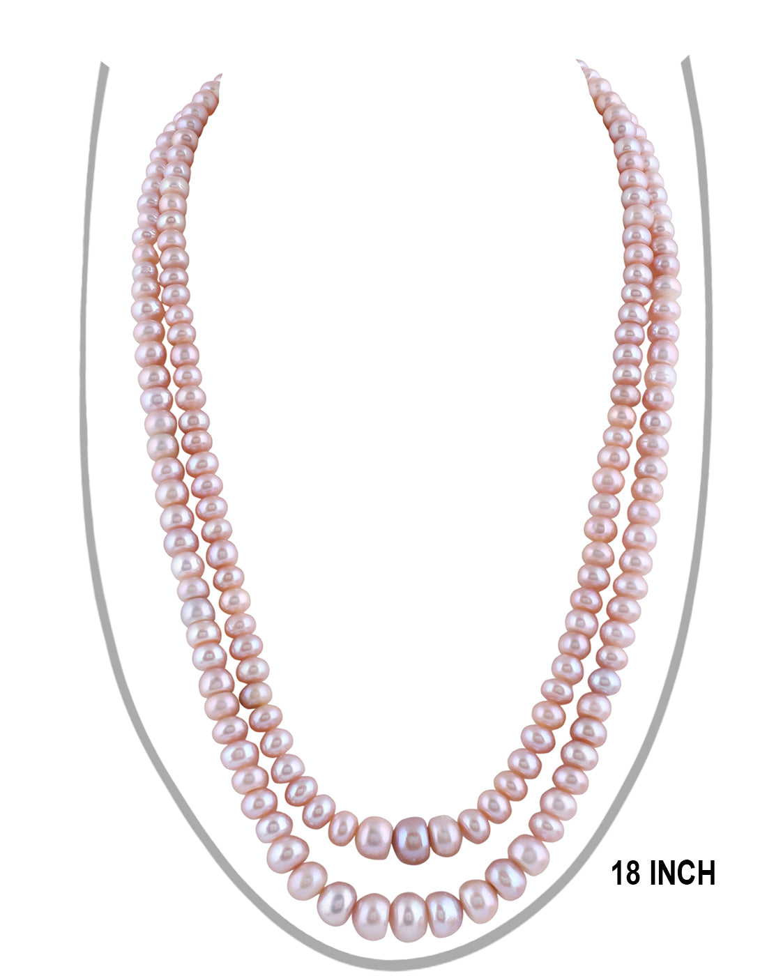 Real Natural Fresh Water Double Line Plain Pearl 5 To 12 MM Graduation Mala Set With Certificate(D.No NPS269)