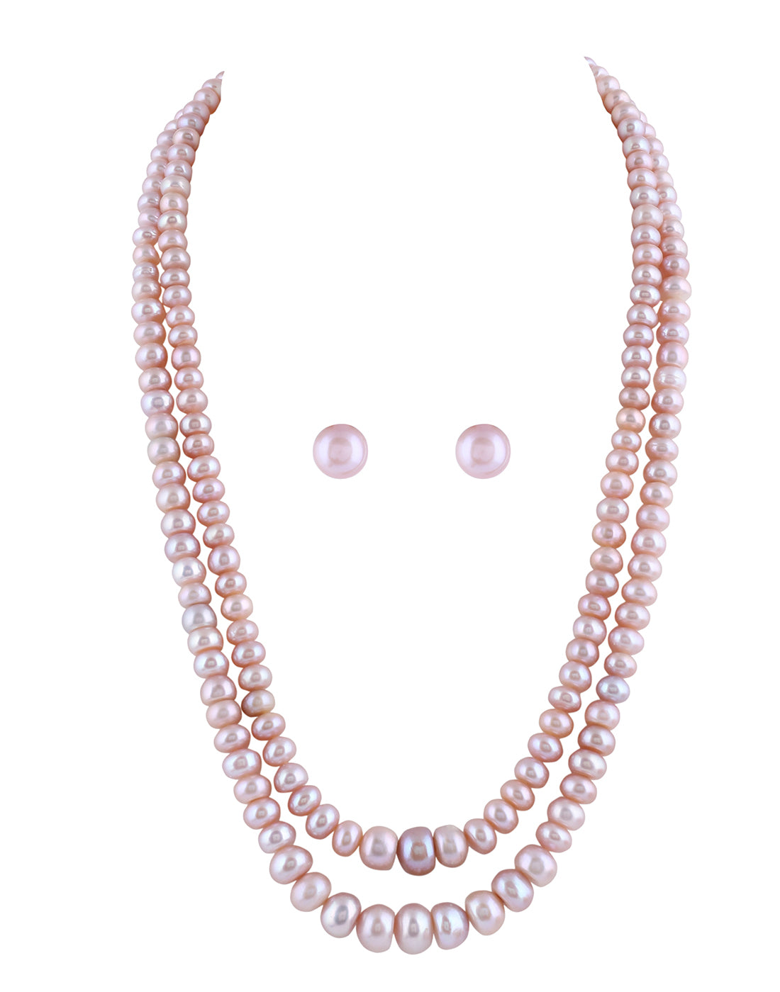 Real Natural Fresh Water Double Line Plain Pearl 5 To 12 MM Graduation Mala Set With Certificate(D.No NPS269)