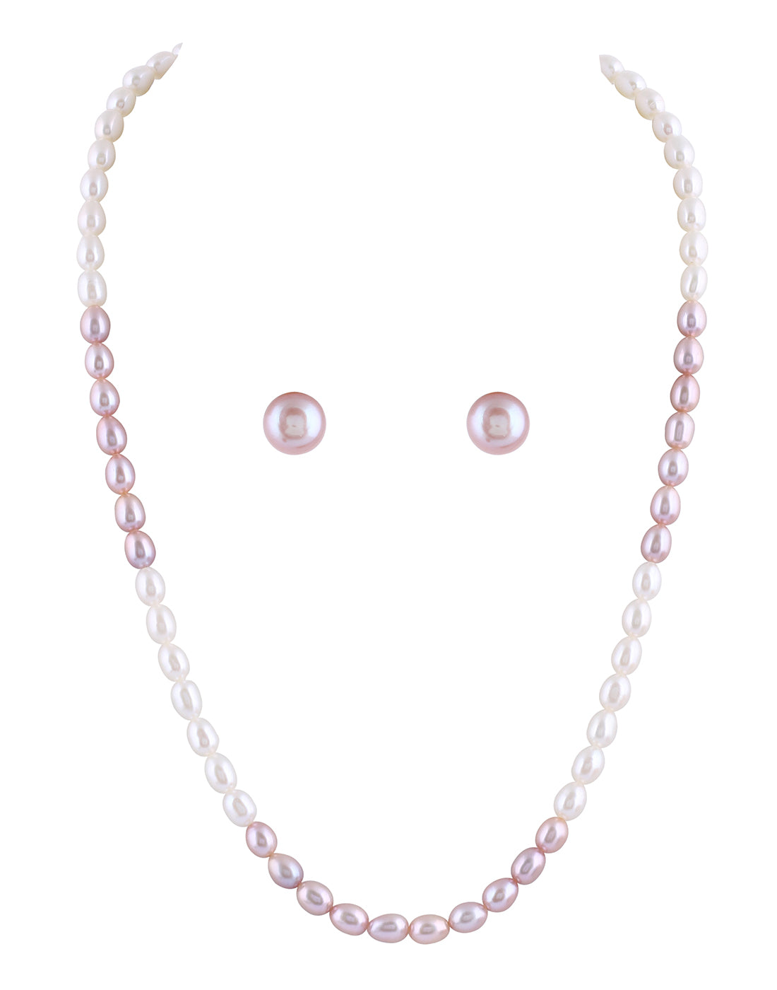 Real Natural Fresh Water Single Line Plain Oval Shaped Pearls Mala Set 5 MM With Certificate(D.No NPS271)