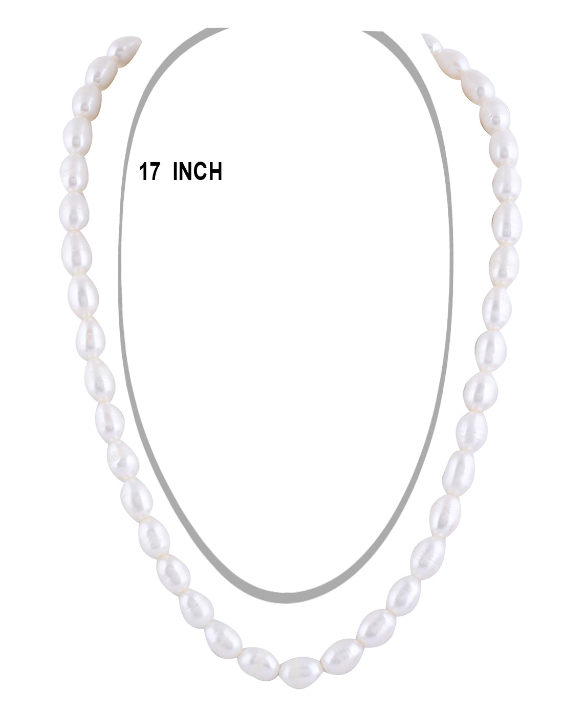 Real Natural Fresh Water Single Line Plain Oval Shaped Pearls Mala Set 8 MM With Certificate(D.No NPS274)