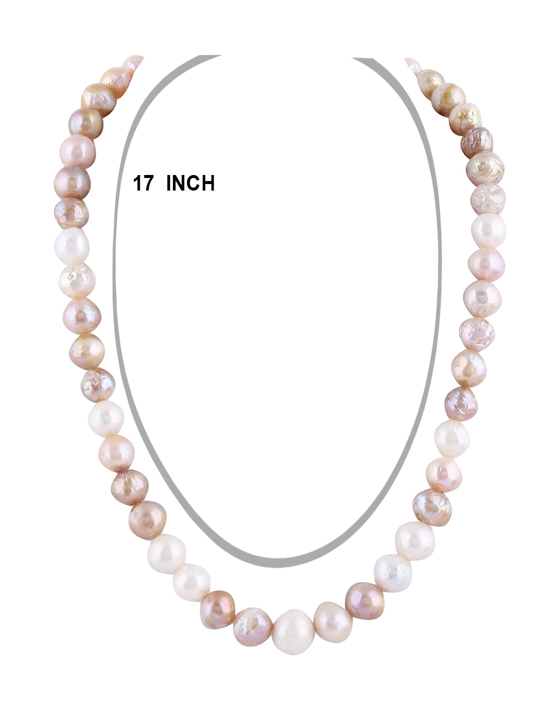 Real Natural Fresh Water Single Line Plain Pearls Mala Set 10 MM With Certificate(D.No NPS276)