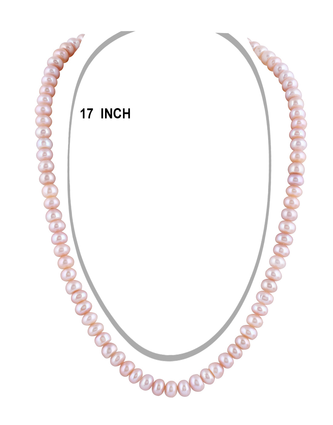 Real Natural Fresh Water Single Line Plain Pearls Mala Set 8 MM With Certificate(D.No NPS282)