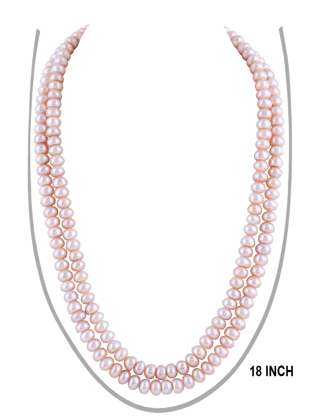 Real Natural Fresh Water Double Line Plain Pearls Mala Set 8 MM With Certificate(D.No NPS283)