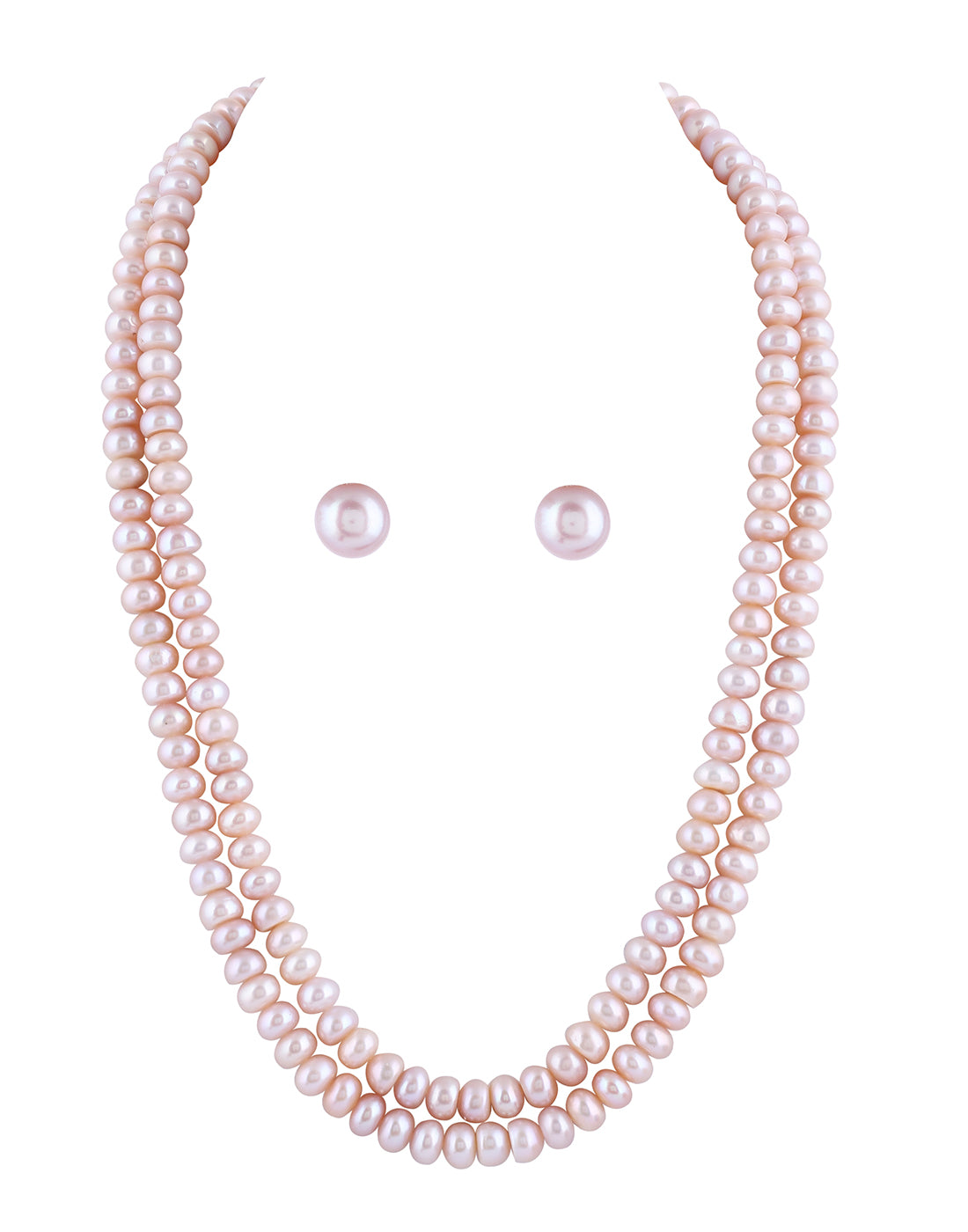 Real Natural Fresh Water Double Line Plain Pearls Mala Set 8 MM With Certificate(D.No NPS283)