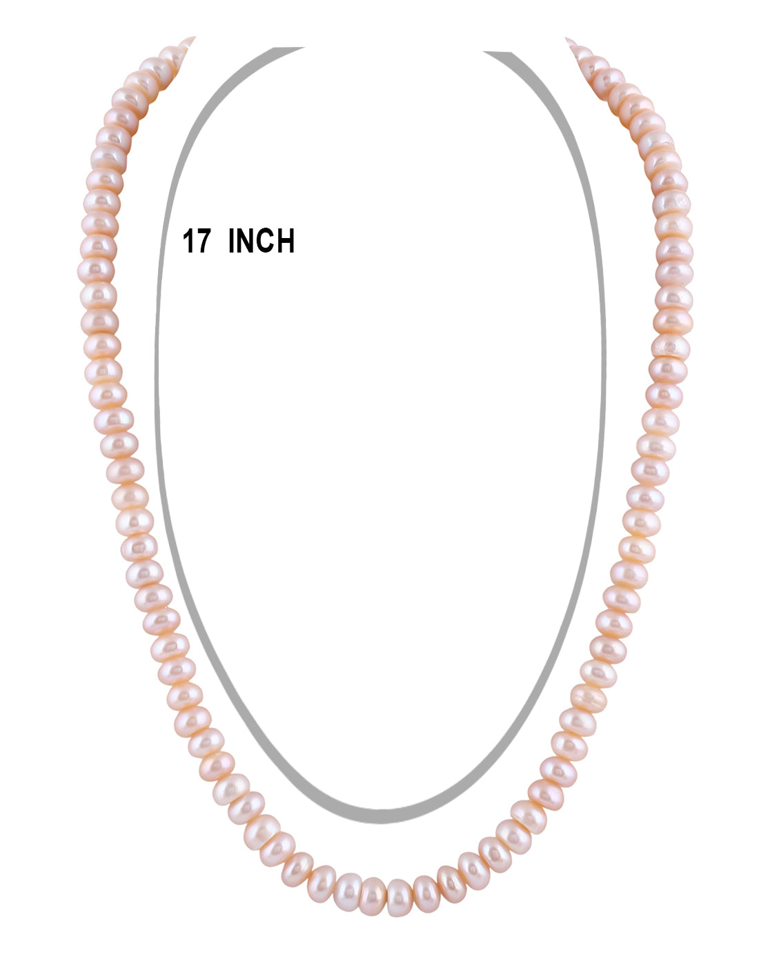 Real Natural Fresh Water Single Line Plain Pearls Mala Set 8 MM With Certificate(D.No NPS284)