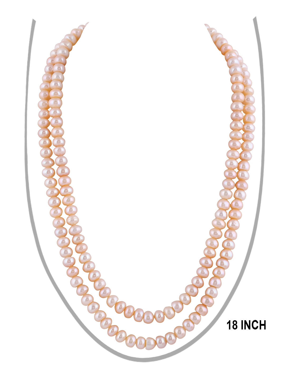 Real Natural Fresh Water Double Line Plain Pearls Mala Set 8 MM With Certificate(D.No NPS285)