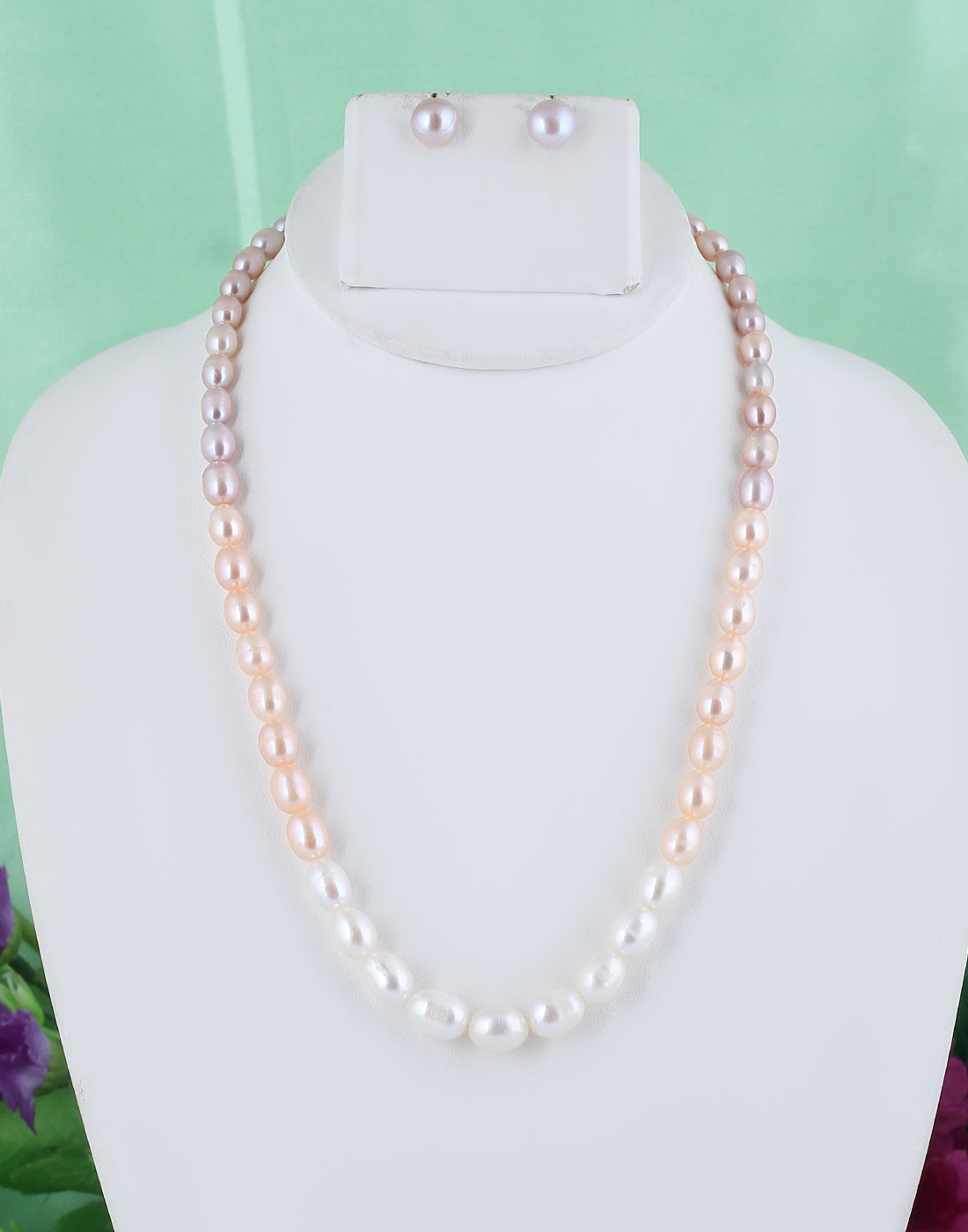 Real Natural Fresh Water Single Line Shaded 4 To 9 MM Graduation Mala Set With Certificate(D.No NPS286)