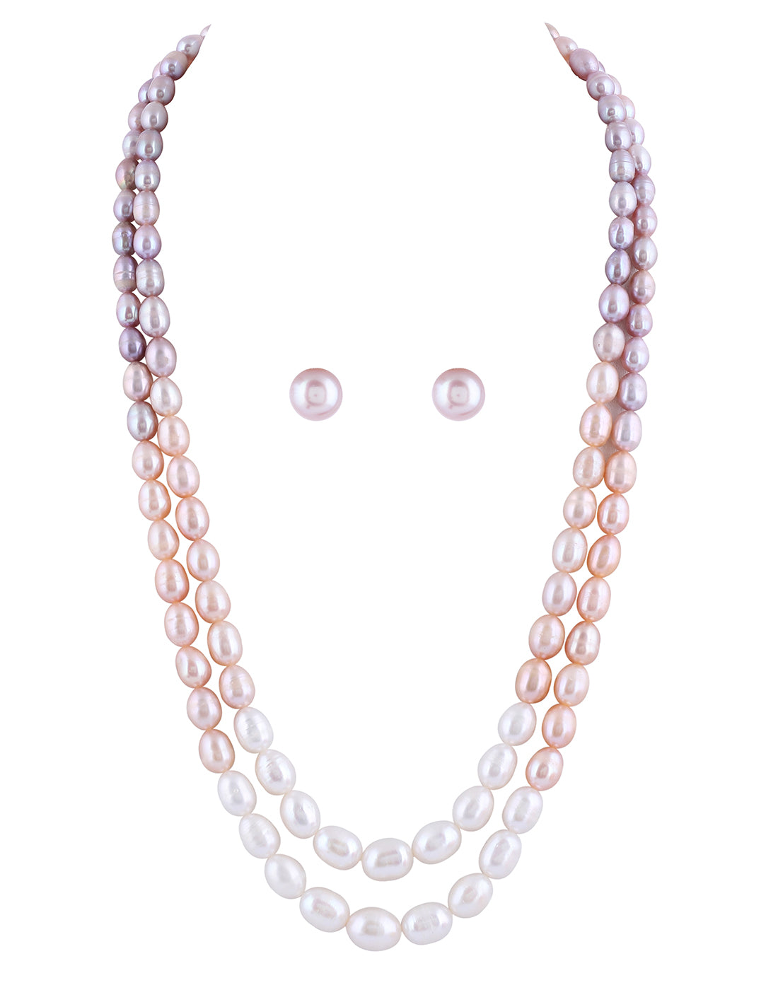Real Natural Fresh Water Double Line Shaded 4 To 9 MM Graduation Mala Set With Certificate(D.No NPS287)