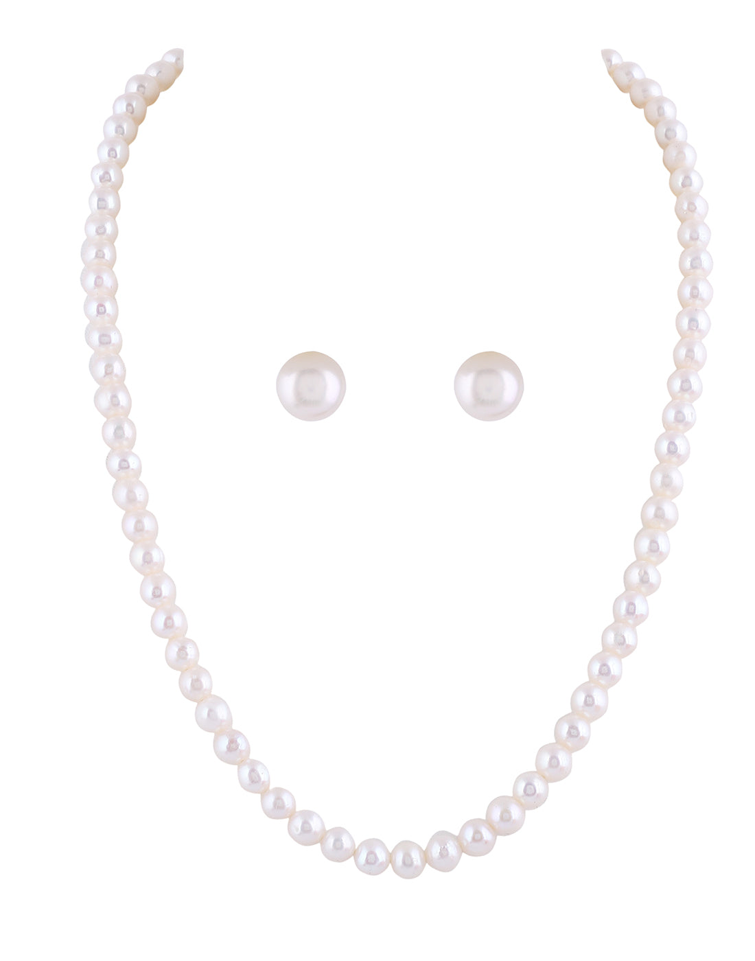 Real Natural Fresh Water Single Line Plain Round Pearls 5 MM Mala Set With Certificate(D.No NPS296)