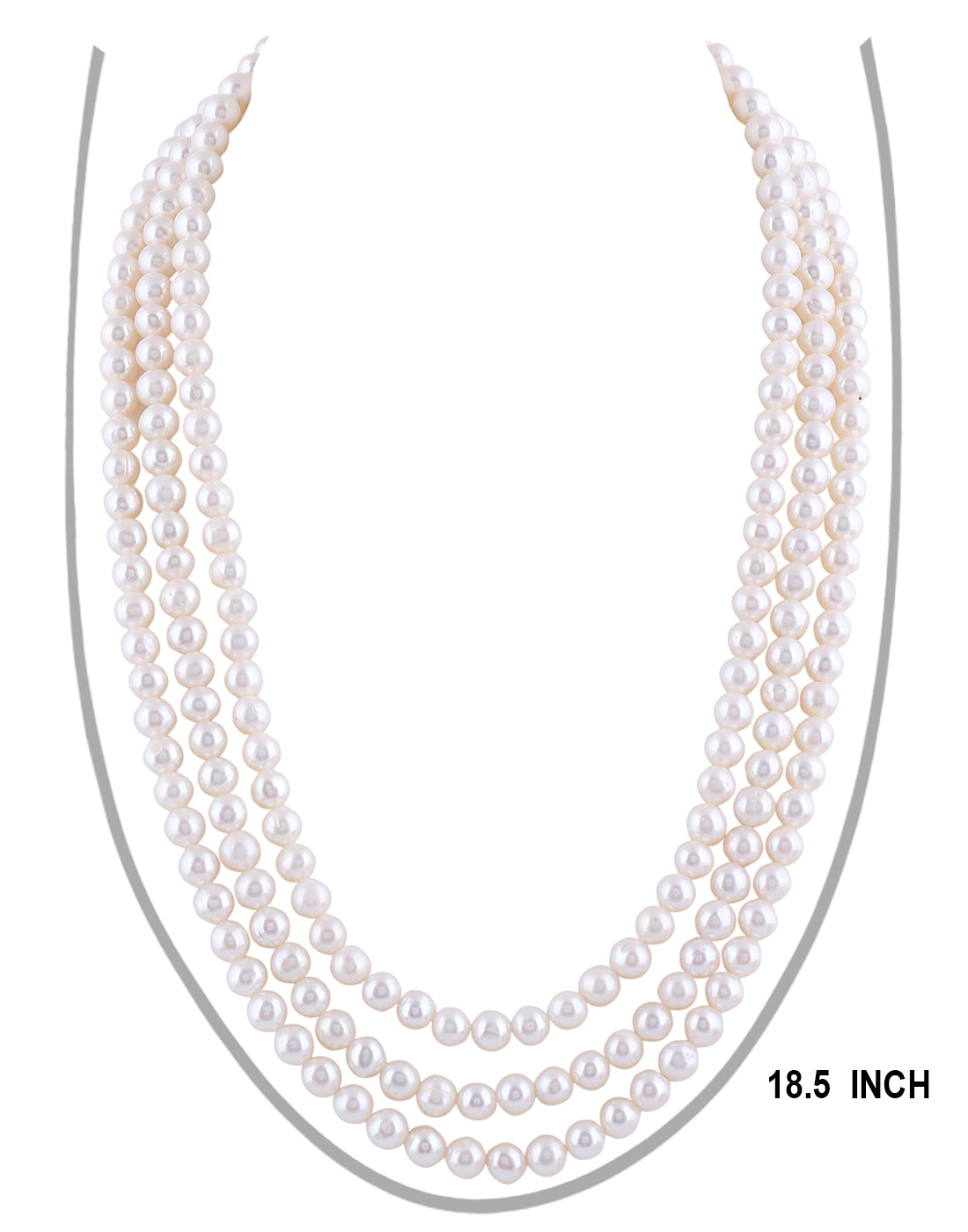 Real Natural Fresh Water Triple Line Plain Round Pearls 5 MM Mala Set With Certificate(D.No NPS298)
