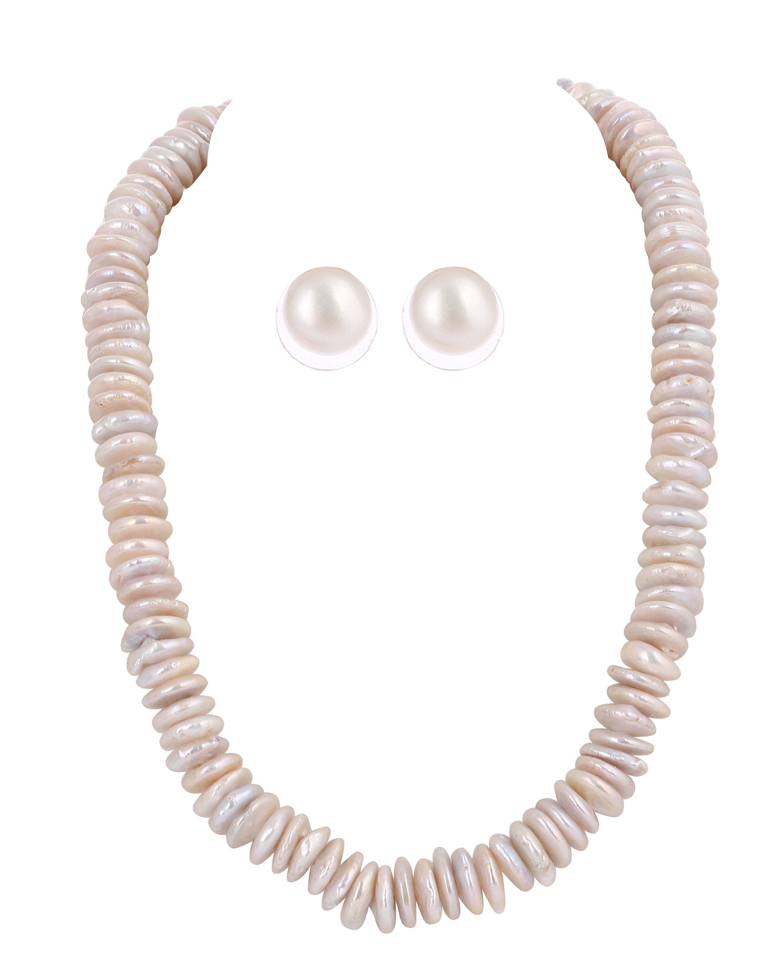 Real Natural Fresh Water Plain Wheel Shaped Pearl Mala Set With Certificate(D.No NPS302)