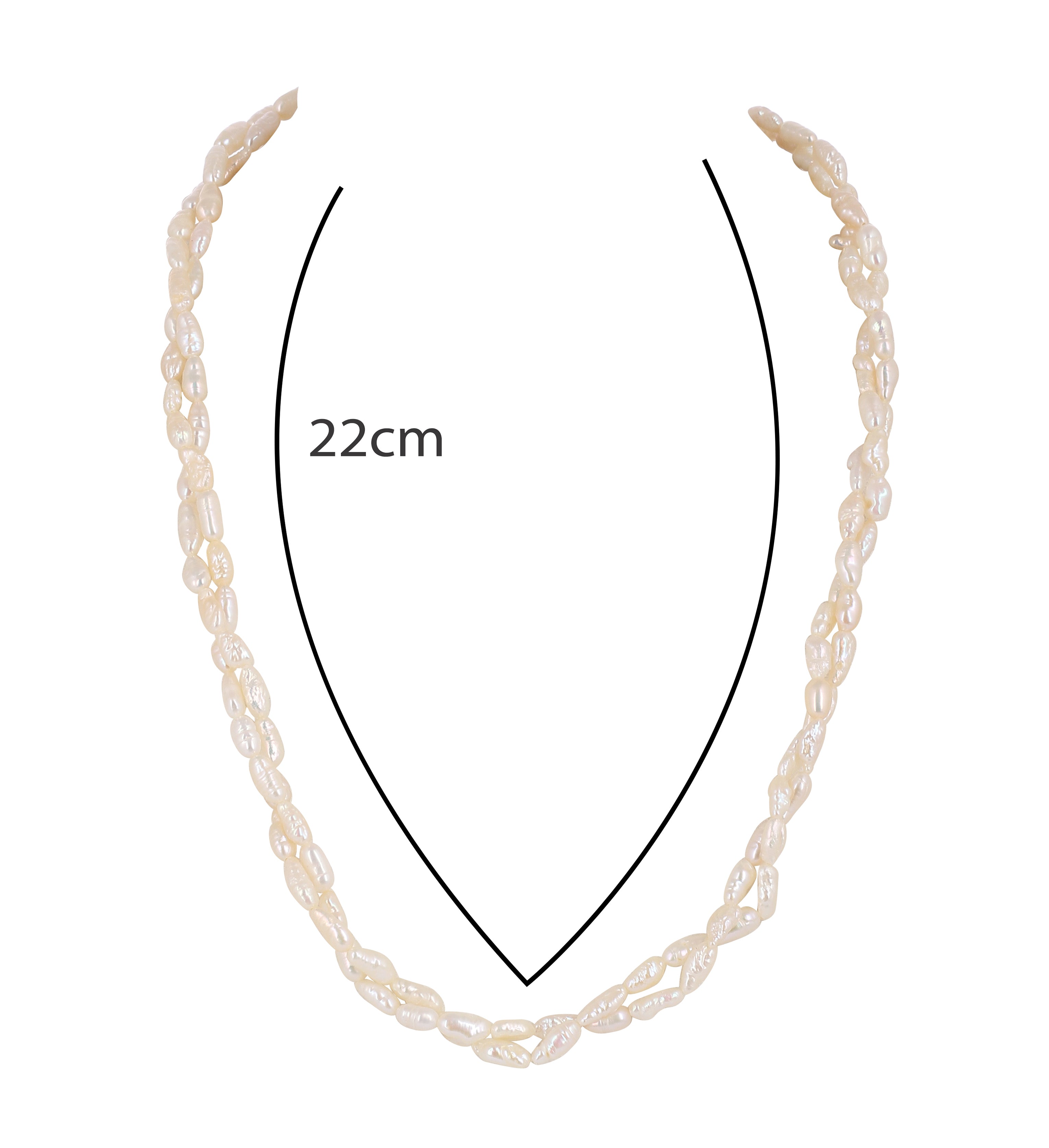 Real Natural Fresh Water 2 Lines Twisted Plain Pearl Mala Set With Certificate(D.No NPS305)