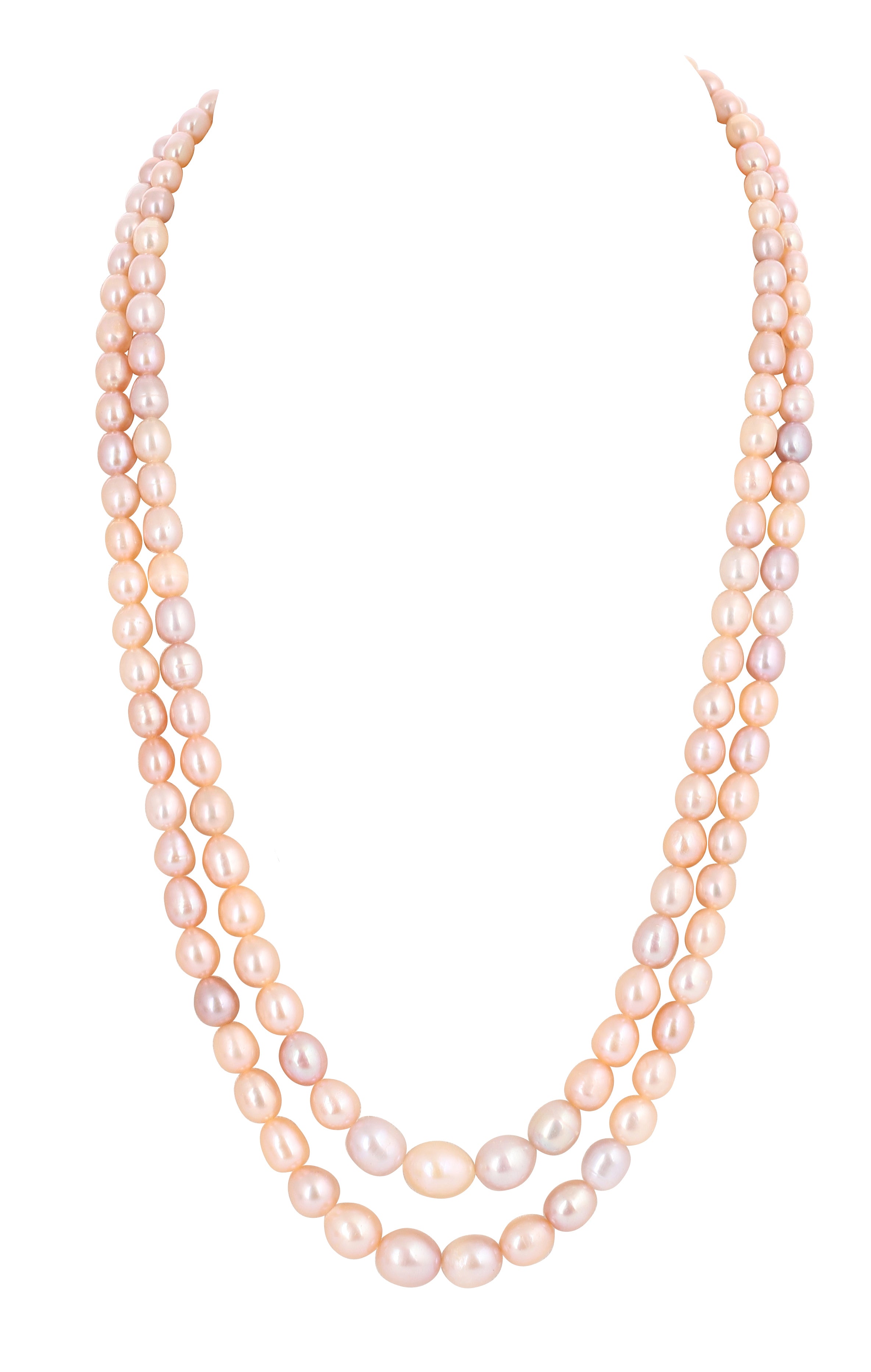 Real Natural Fresh Water Double Line Plain Pearl Mala Set With Certificate(D.No NPS312)