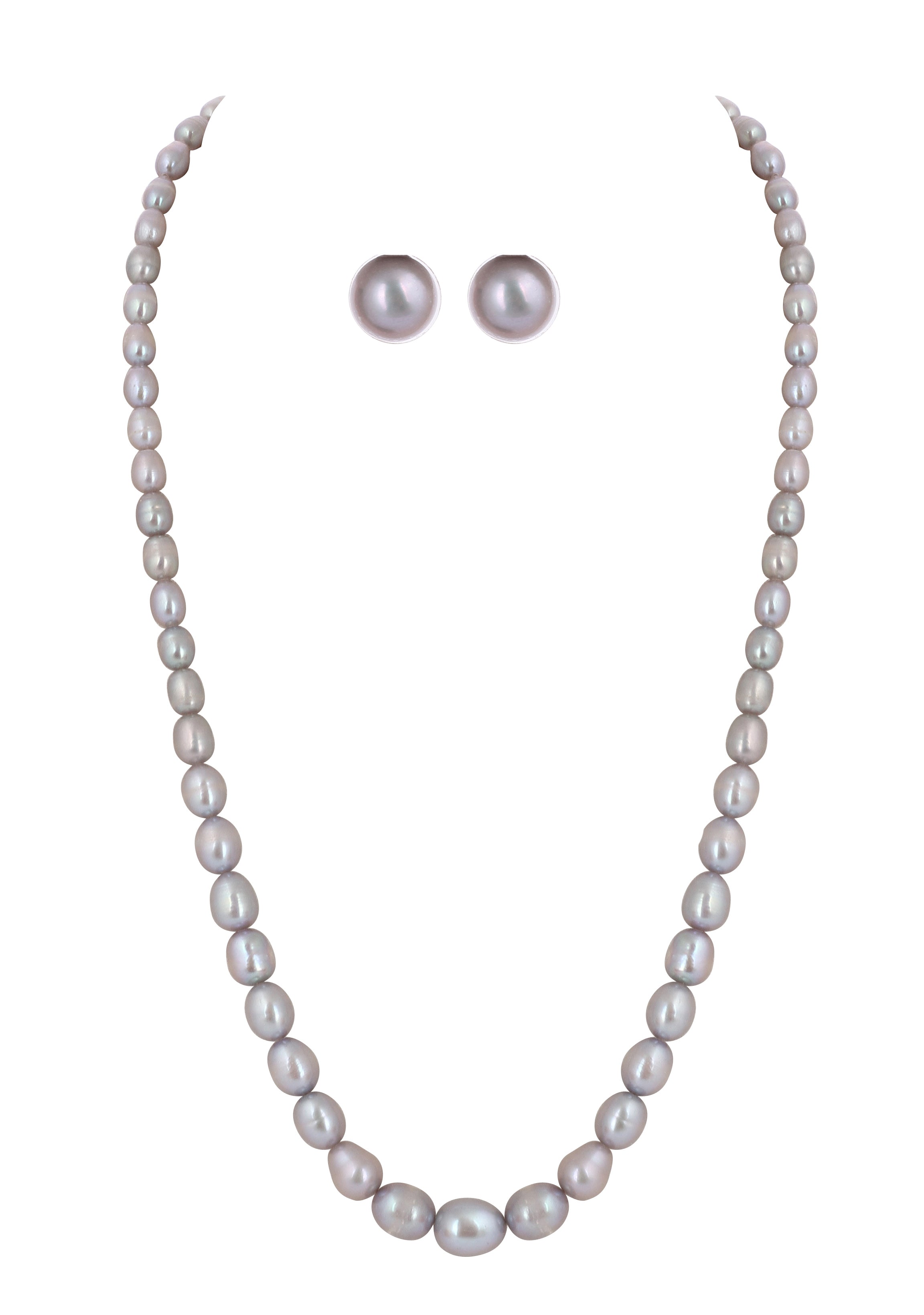 Real Natural Fresh Water Single Line Plain Pearl Mala Set With Certificate(D.No NPS313)