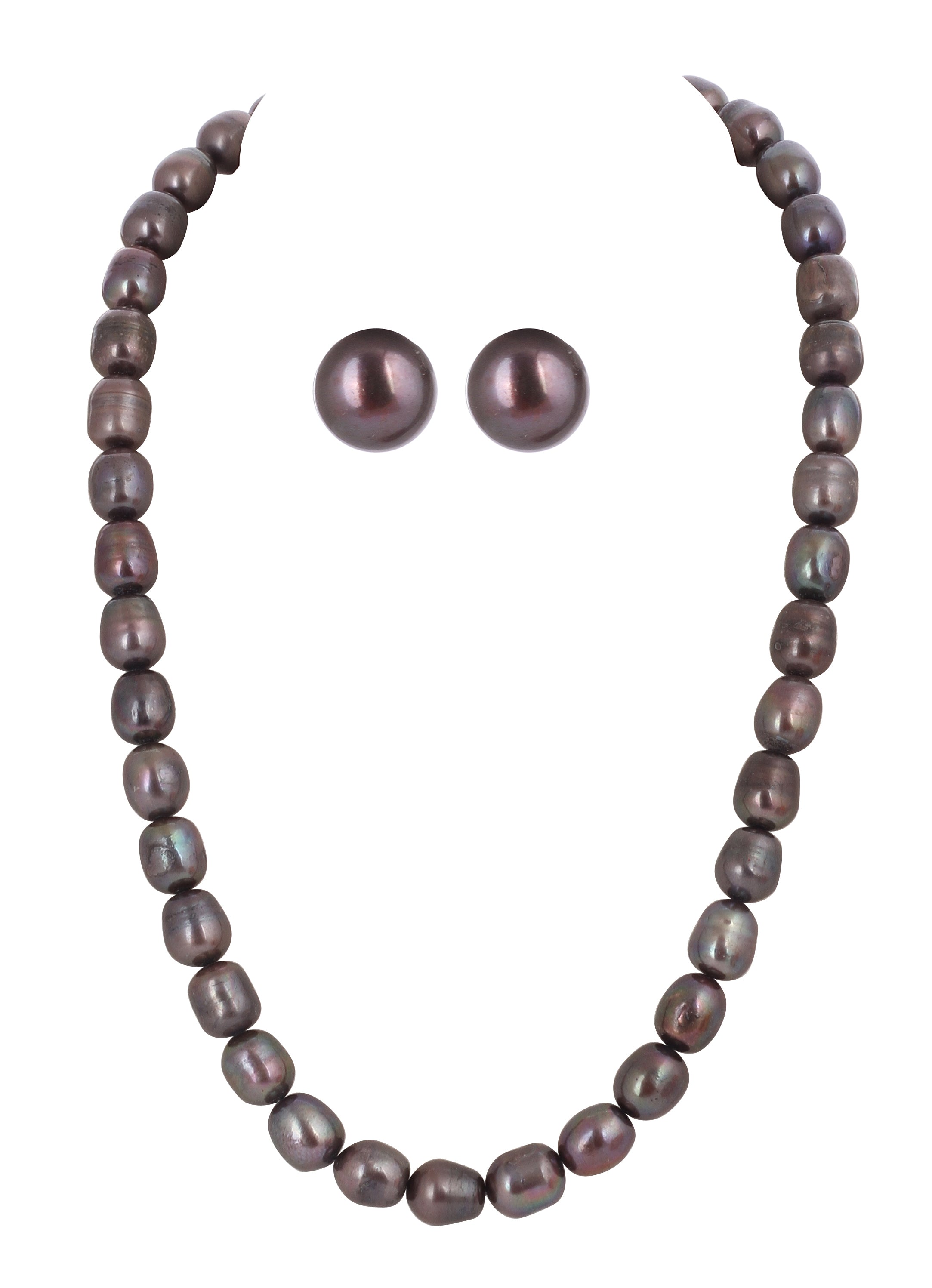Real Natural Fresh Water Single Line Plain Pearl Mala Set With Certificate(D.No NPS316)