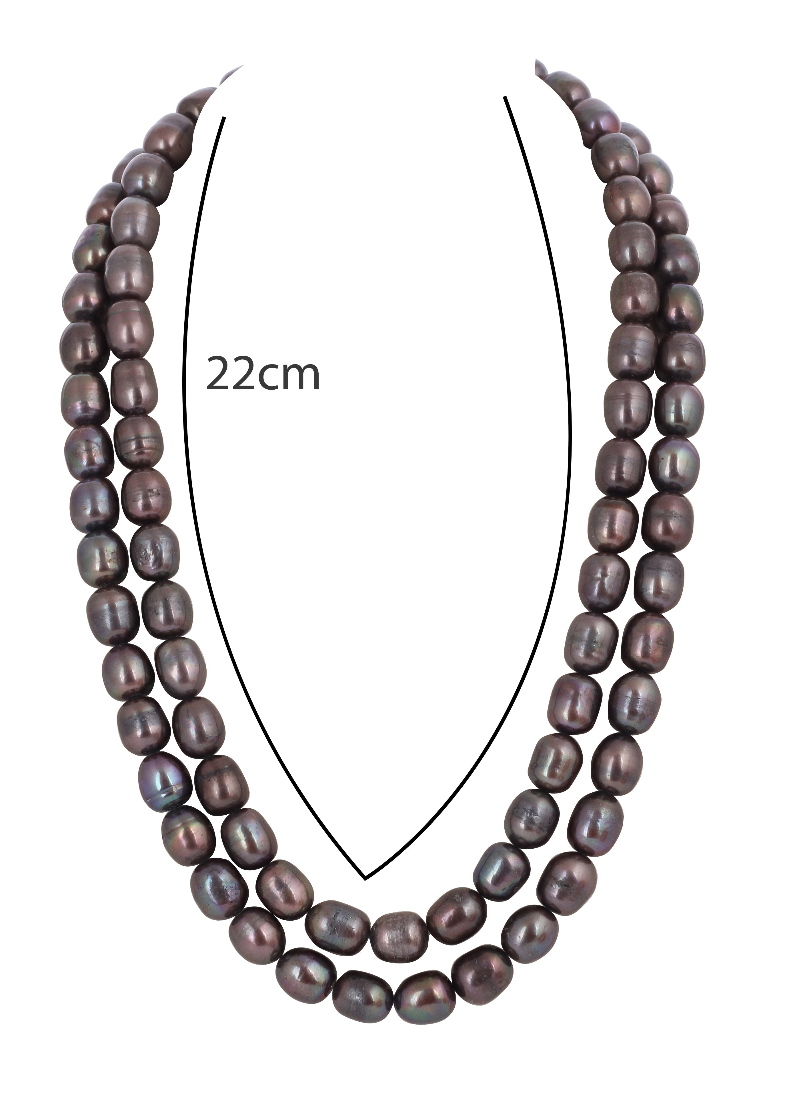 Real Natural Fresh Water Double Line Plain Pearl Mala Set With Certificate(D.No NPS317)